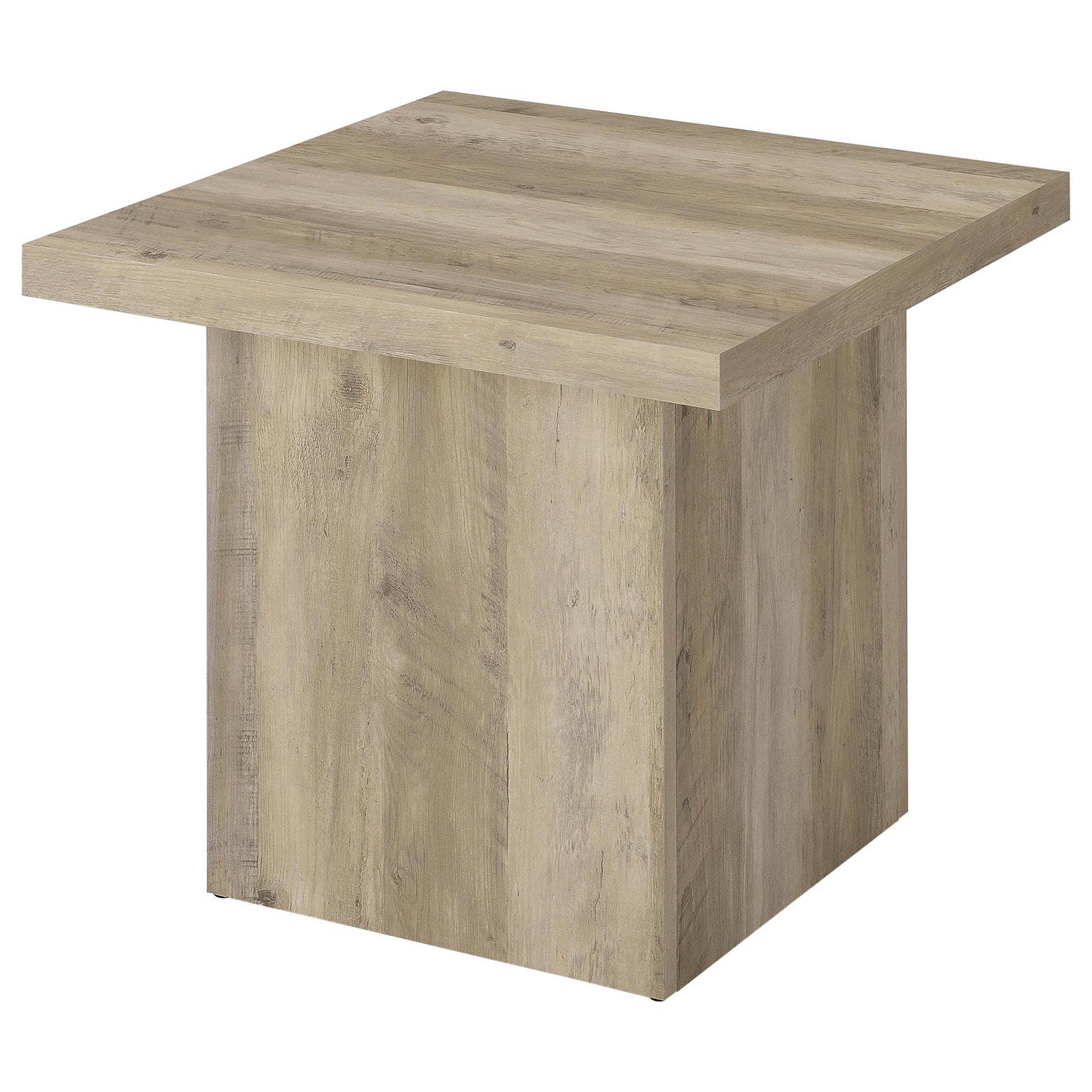 Devar Distressed Pine Square Engineered Wood End Table - Ornate Home