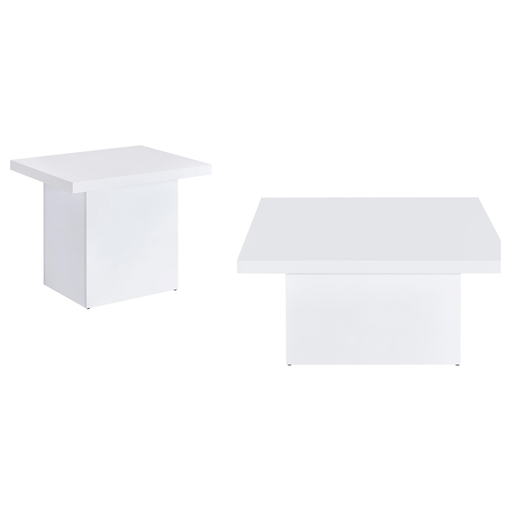Devar White High Gloss 2-piece Square Coffee End Table Set - Ornate Home