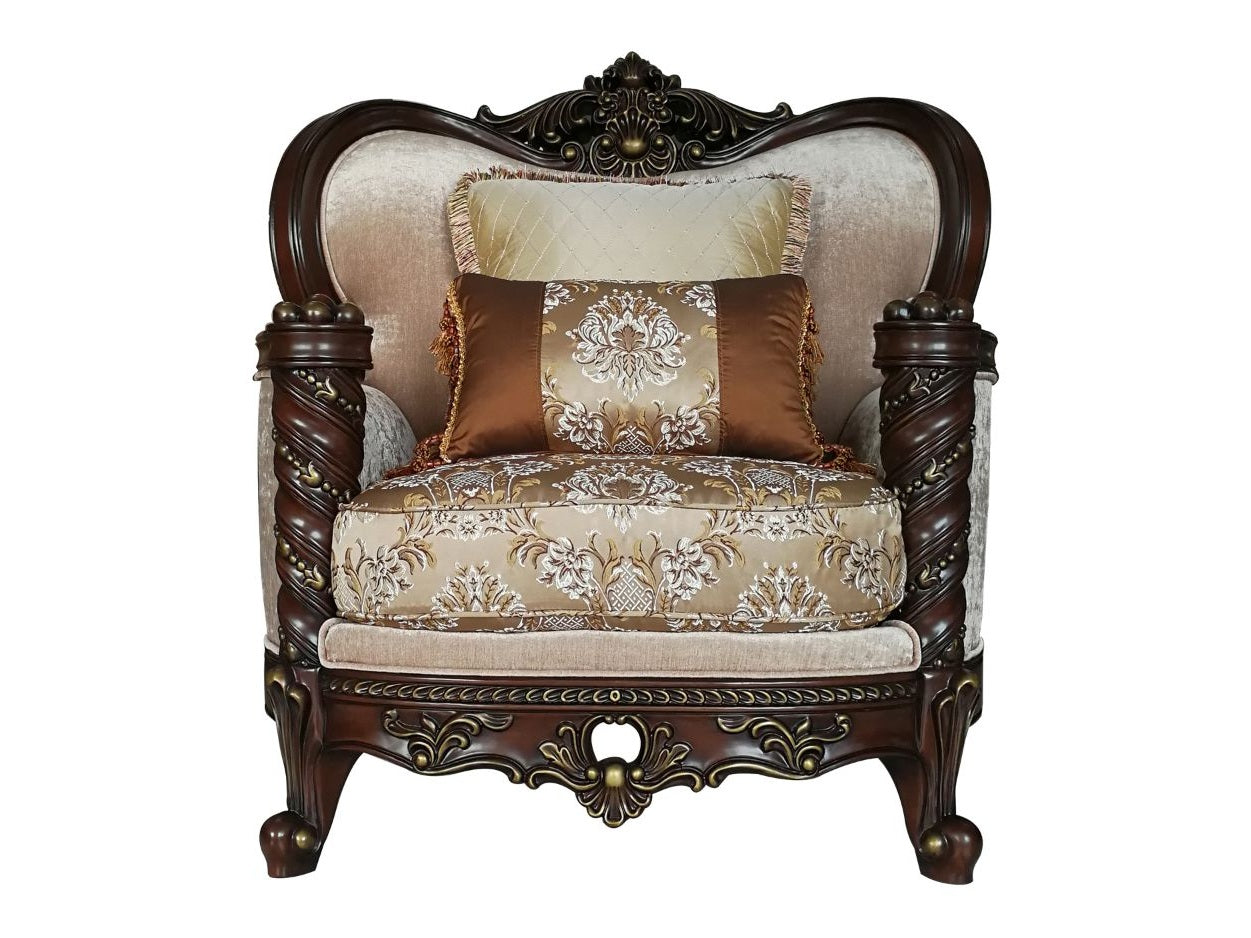 Devayne Chair with 2 Pillows in Dark Walnut 50687 - Ornate Home