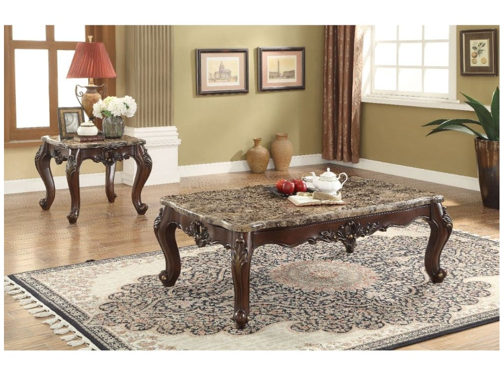 Devayne Marble & Dark Walnut Coffee Table - Ornate Home