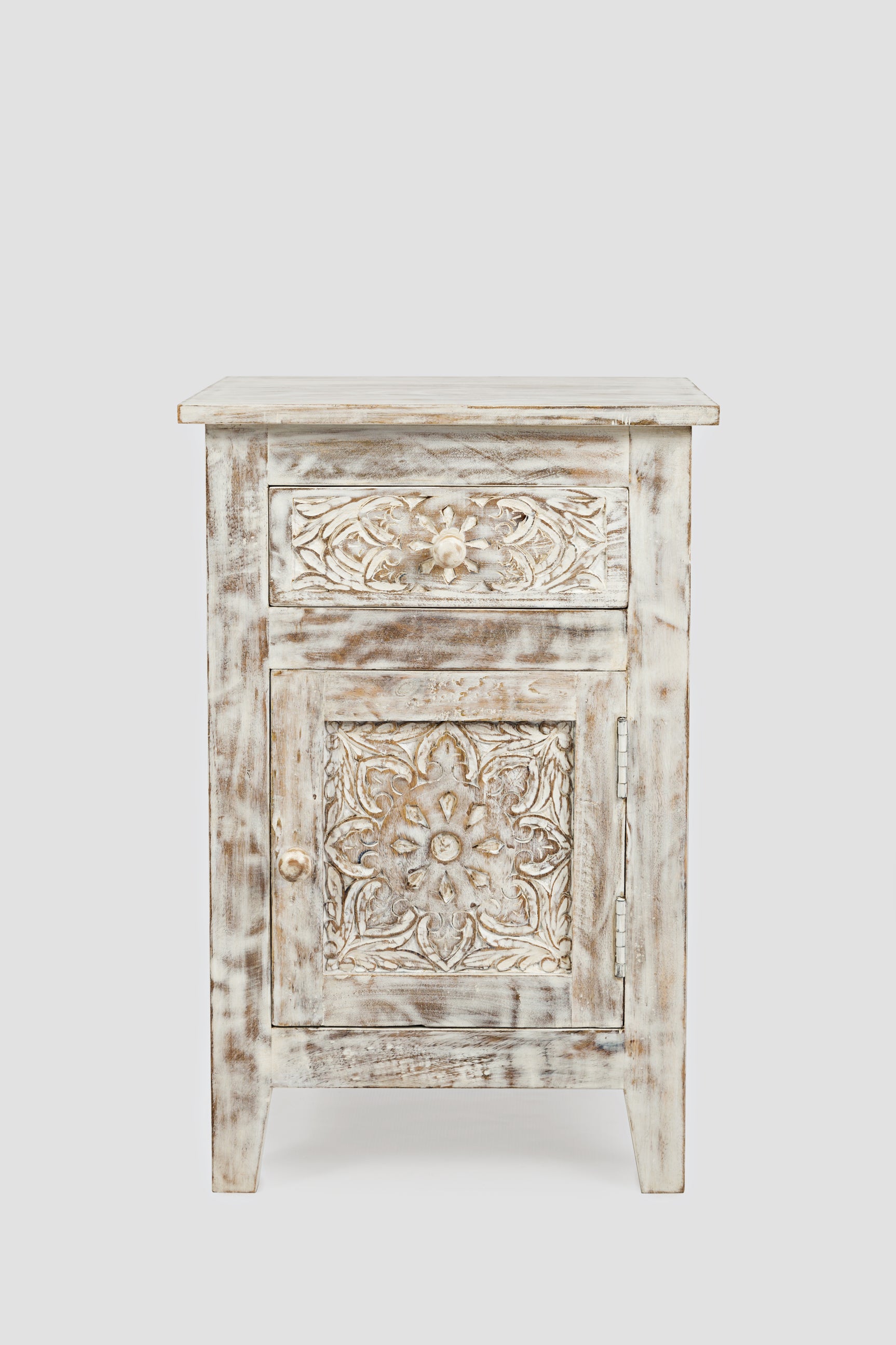 Devi Weathered White Accent Table - Ornate Home