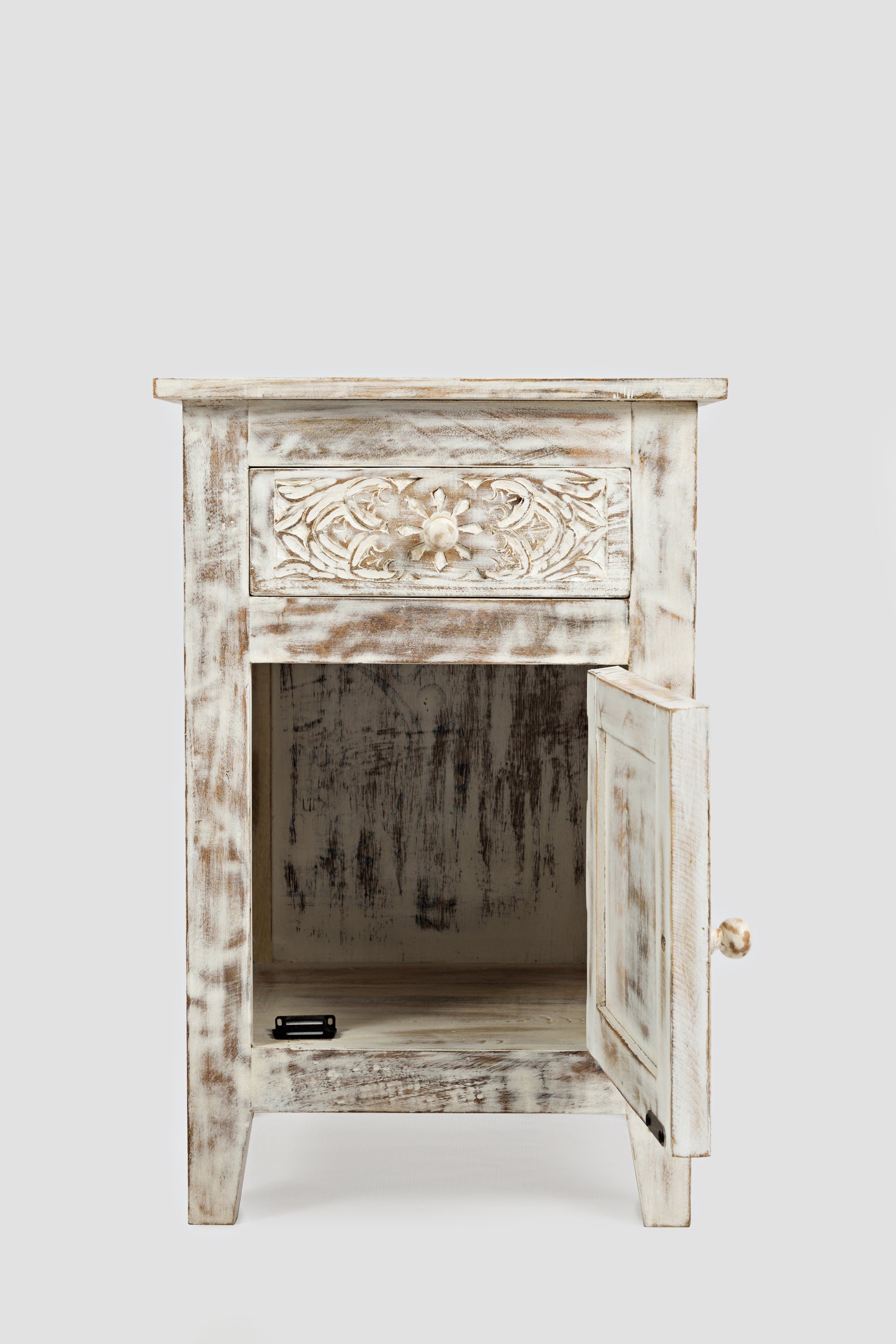 Devi Weathered White Accent Table - Ornate Home