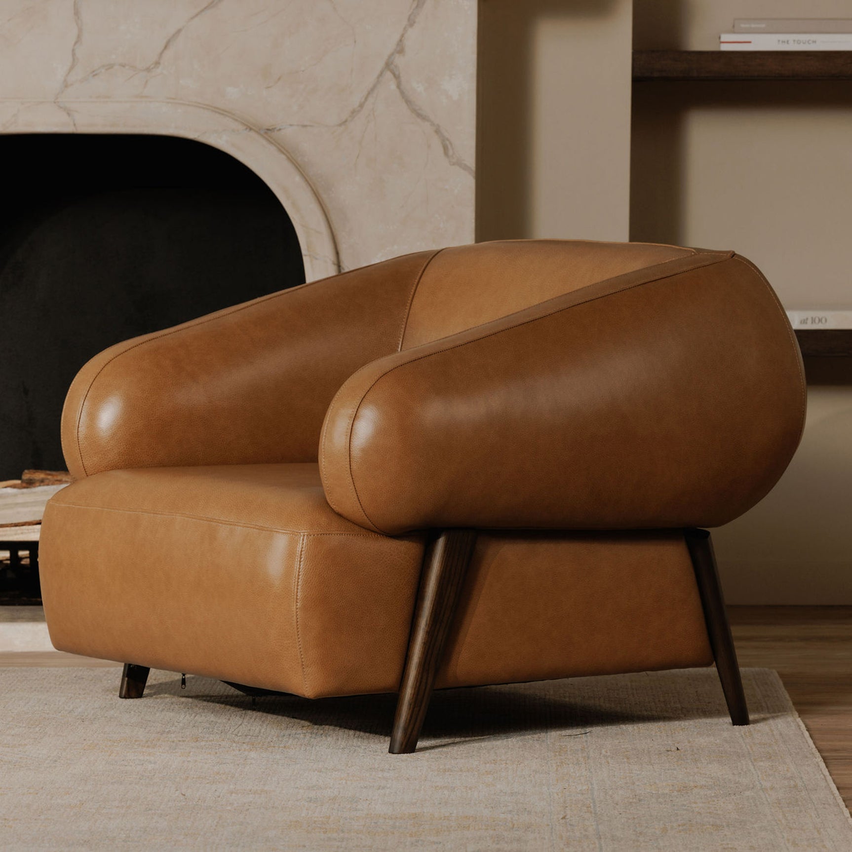Devlin Tan Leather Lounge Chair - Ornate Home