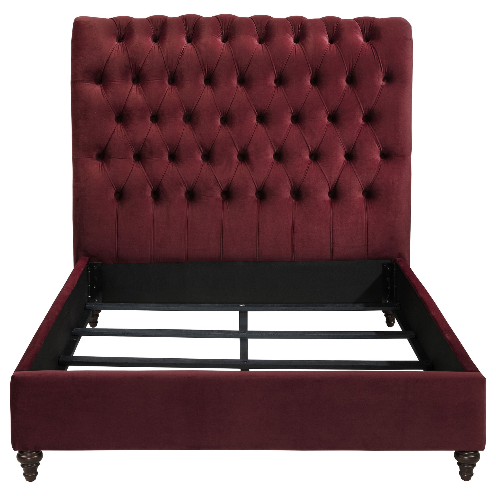 Devon Wine Red Upholstered Full Panel Bed - Ornate Home