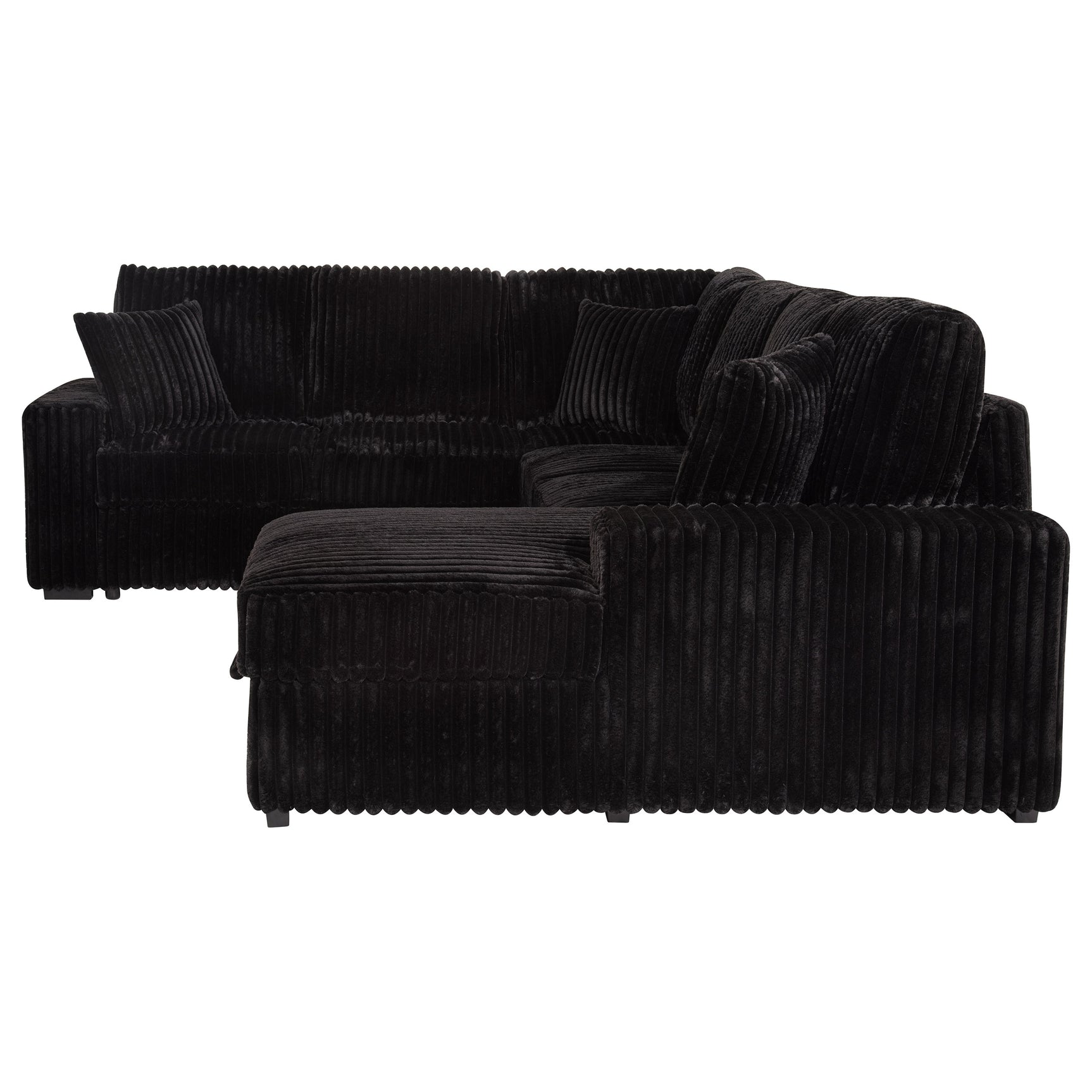 Devonshire Black Sleeper Sectional Sofa Storage Chaise - Ornate Home