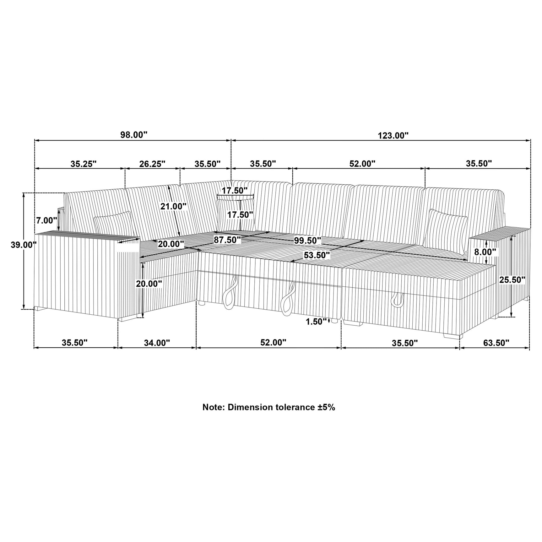 Devonshire Black Sleeper Sectional Sofa Storage Chaise - Ornate Home