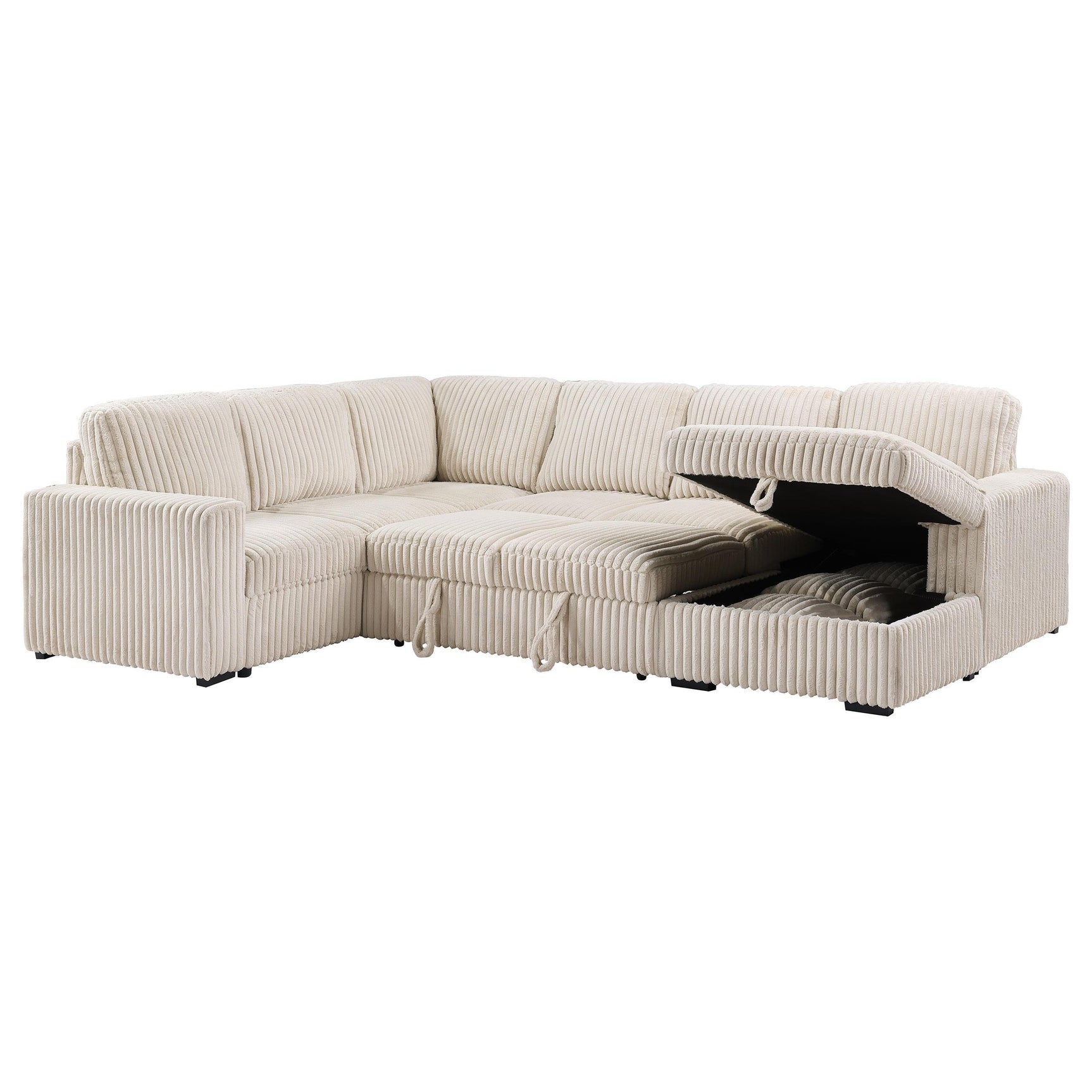 Devonshire Camel Sleeper Sectional Sofa Storage Chaise - Ornate Home