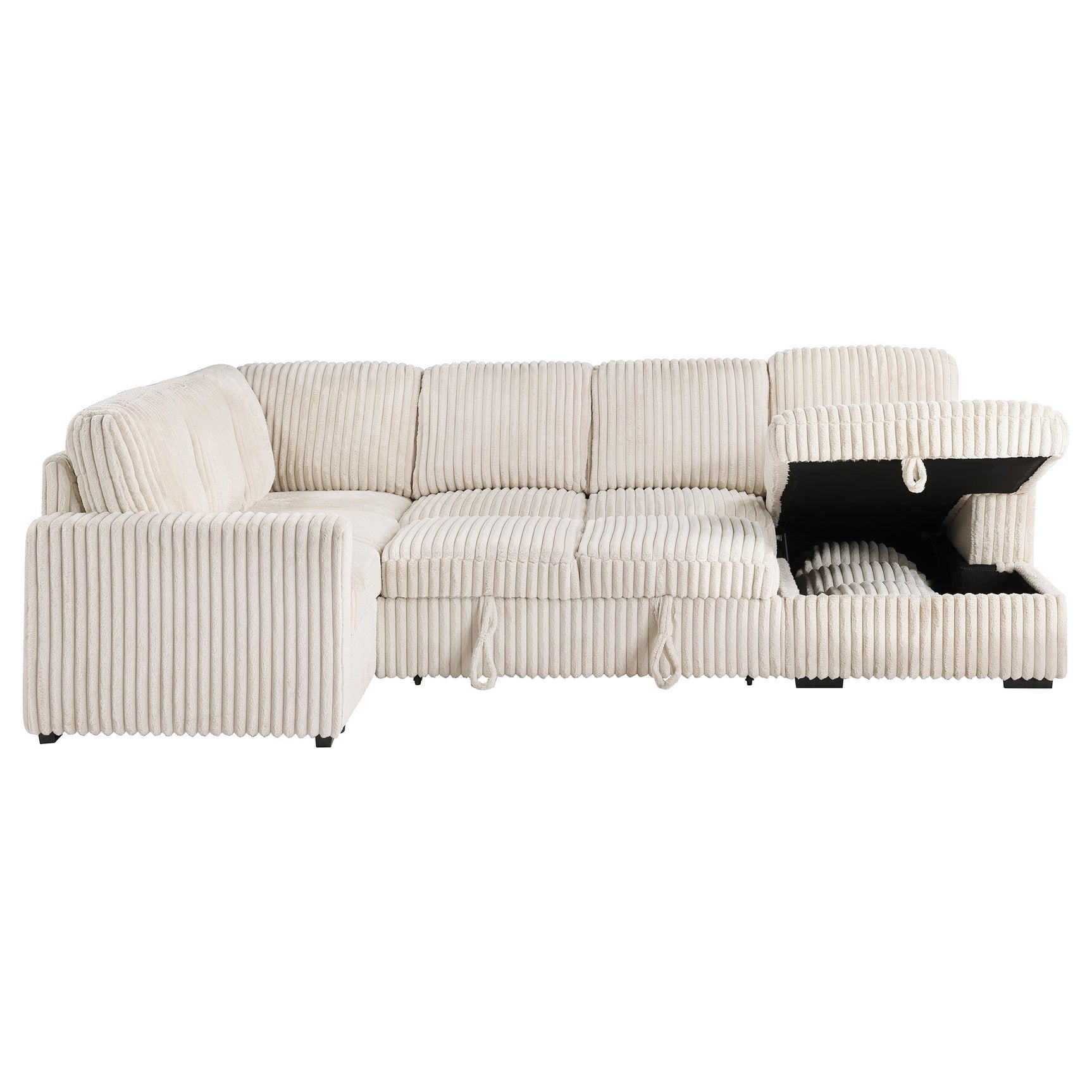 Devonshire Camel Sleeper Sectional Sofa Storage Chaise - Ornate Home