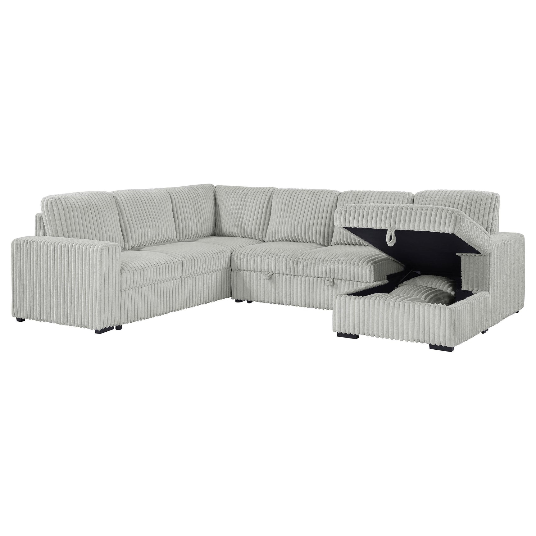 Devonshire Grey Sleeper Sectional Sofa Storage Chaise - Ornate Home