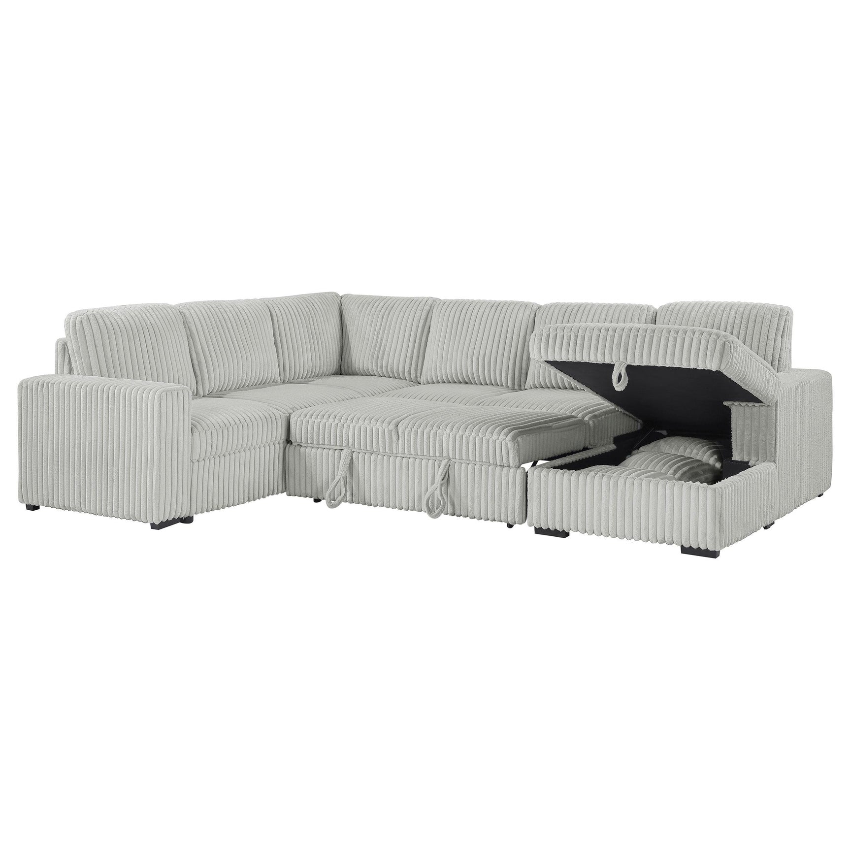 Devonshire Grey Sleeper Sectional Sofa Storage Chaise - Ornate Home