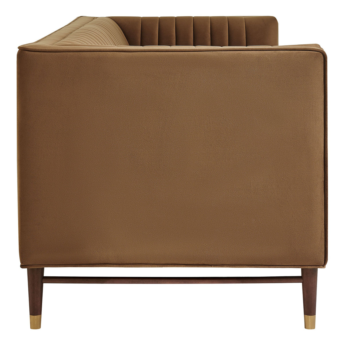 Devote Carob 93 Inch Performance Velvet Channel Tufted Sofa