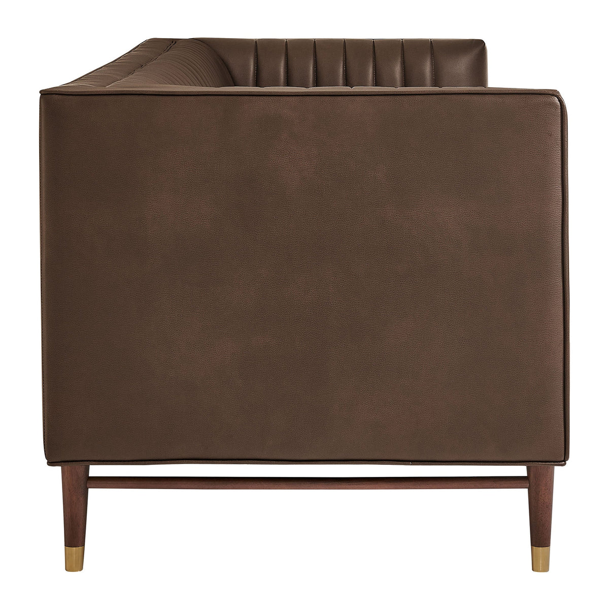 Devote Espresso 93 Inch Vegan Leather Channel Tufted Sofa