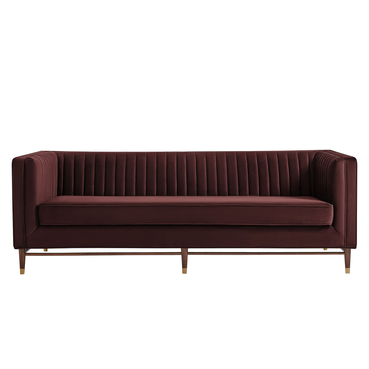 Devote Mulberry 93 Inch Performance Velvet Channel Tufted Sofa