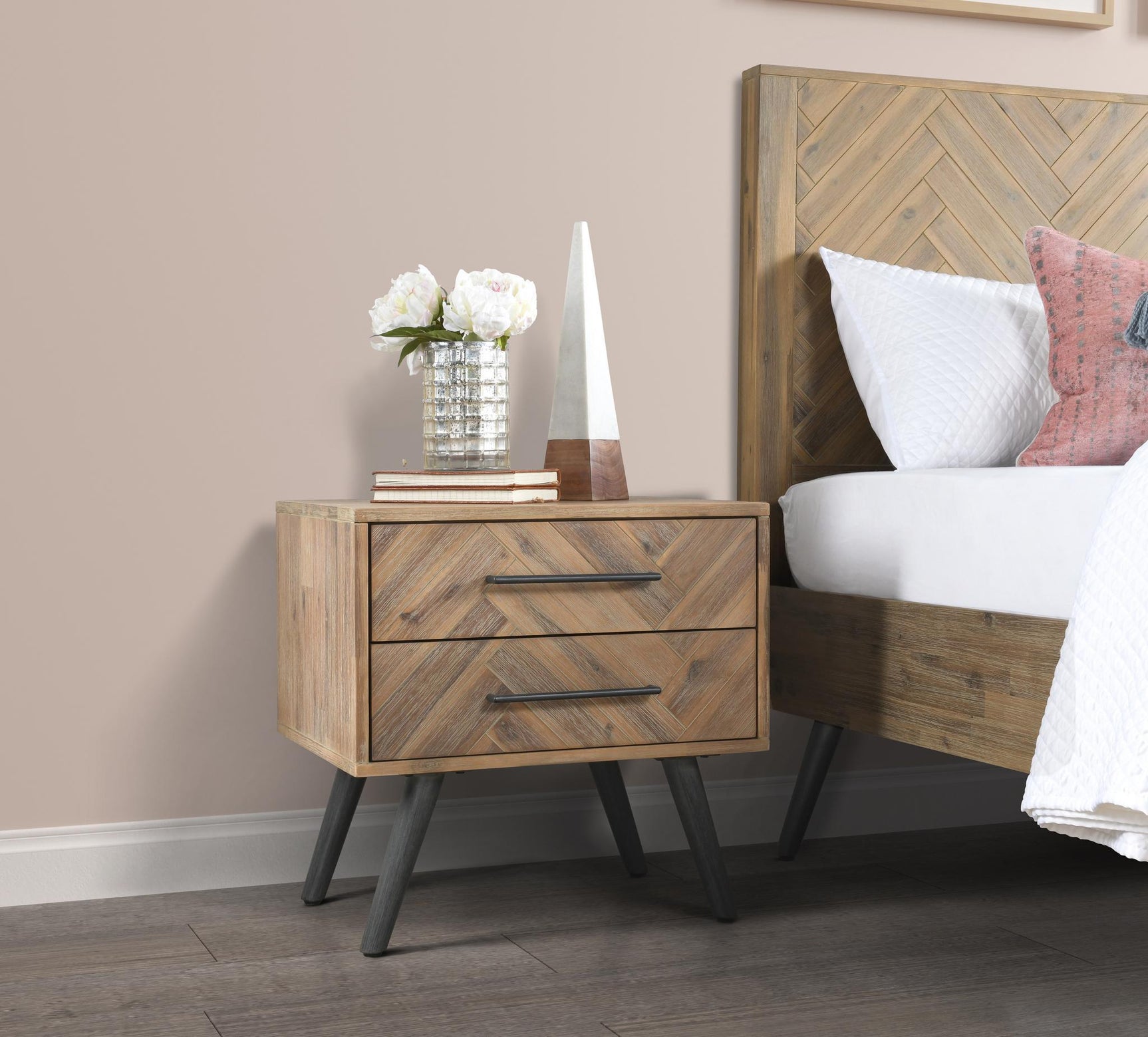 Dexter Multi Natural 2 Drawer Nightstand - Ornate Home