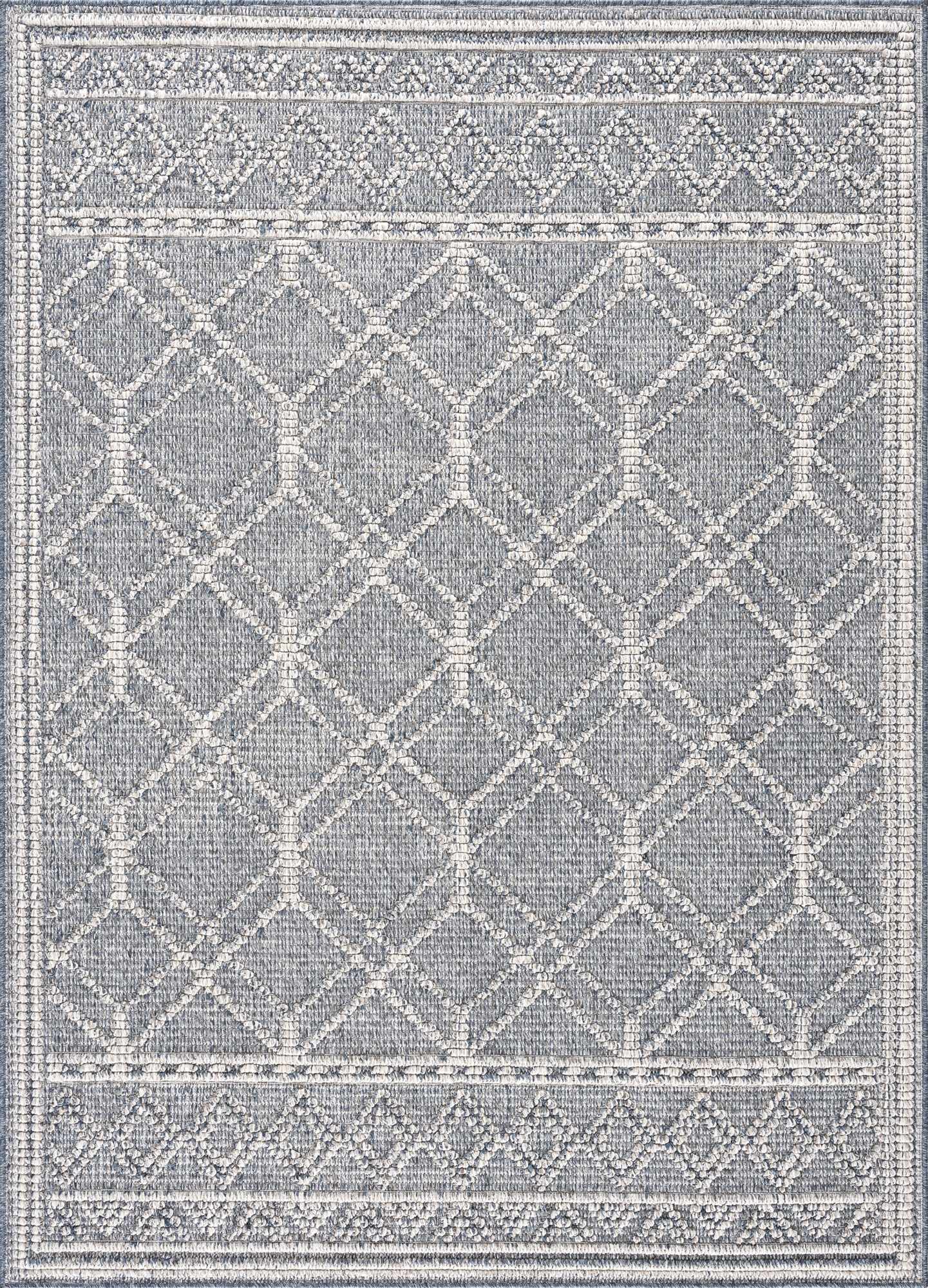 Diah Gray Blue & Bone Outdoor Area Rug - Clearance - Ornate Home