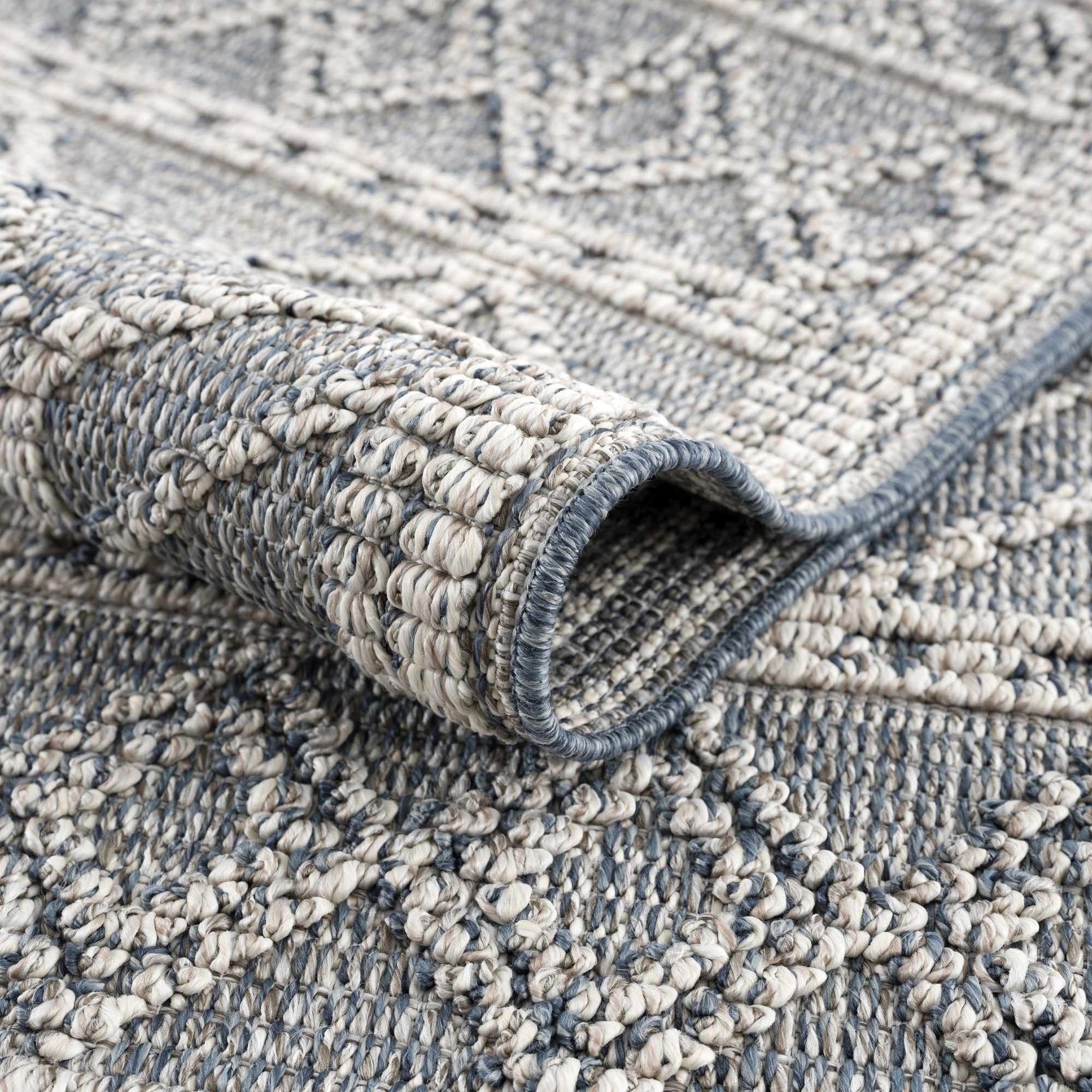 Diah Gray Blue & Bone Outdoor Area Rug - Clearance - Ornate Home