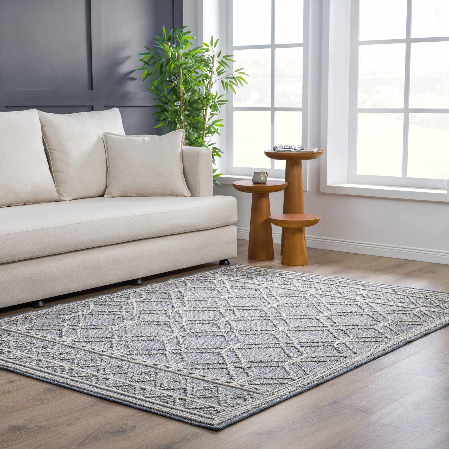 Diah Gray Blue & Bone Outdoor Area Rug - Clearance - Ornate Home