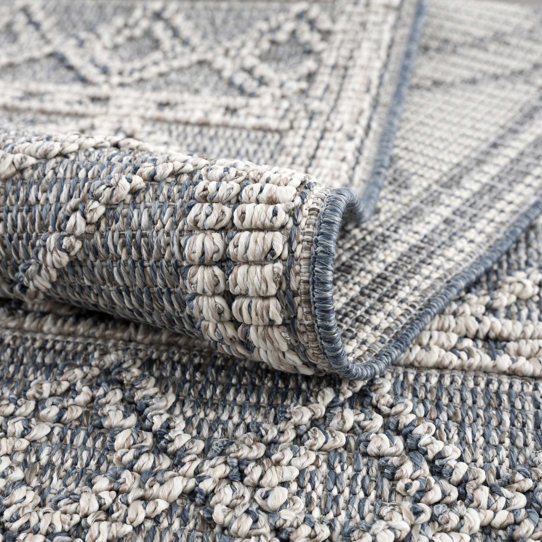 Diah Gray Blue & Bone Outdoor Area Rug - Clearance - Ornate Home