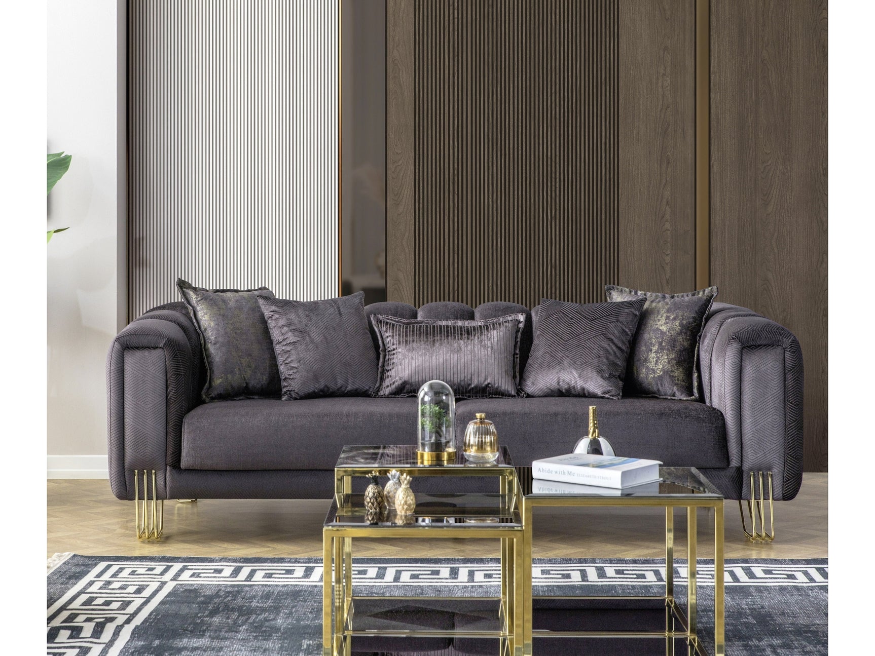 Diamond Anthracite 2-Piece Living Room Set - Ornate Home