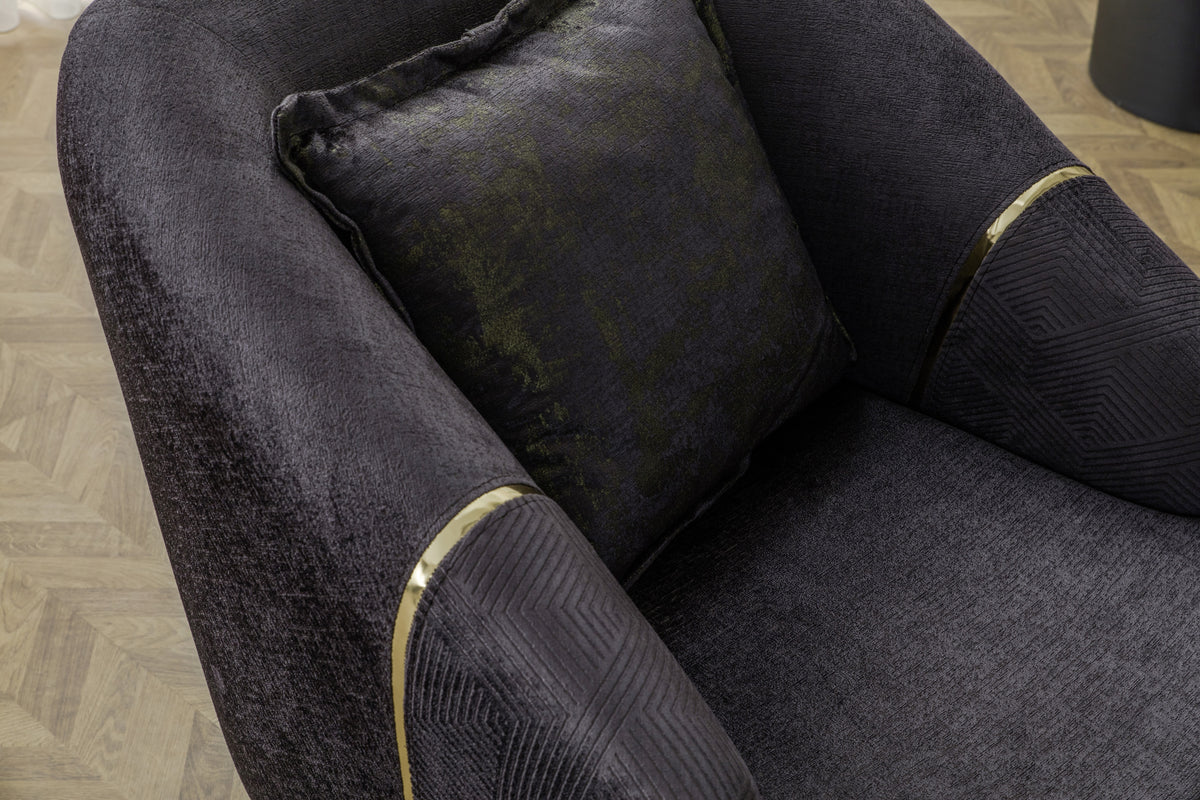 Diamond Anthracite 3-Piece Living Room Set - Ornate Home
