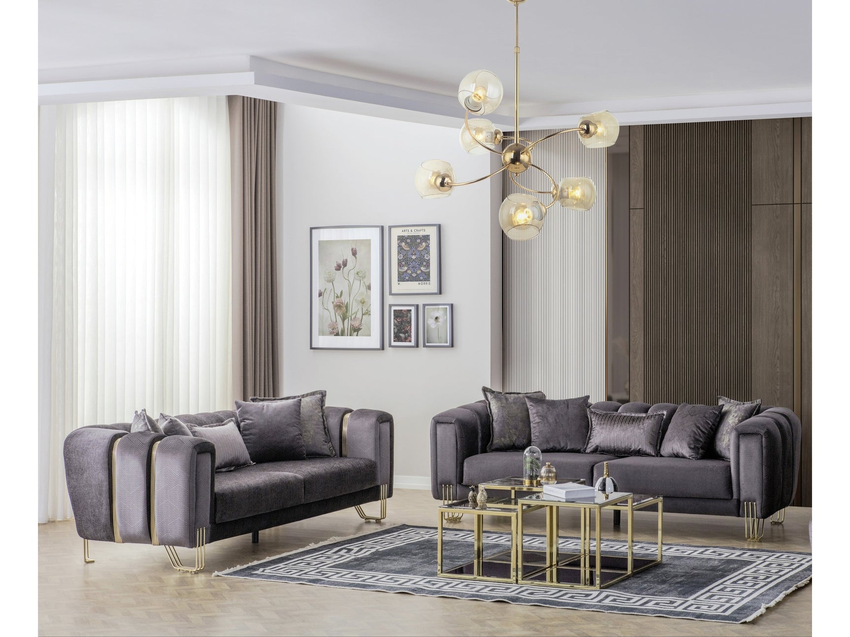 Diamond Anthracite Loveseat - Ornate Home