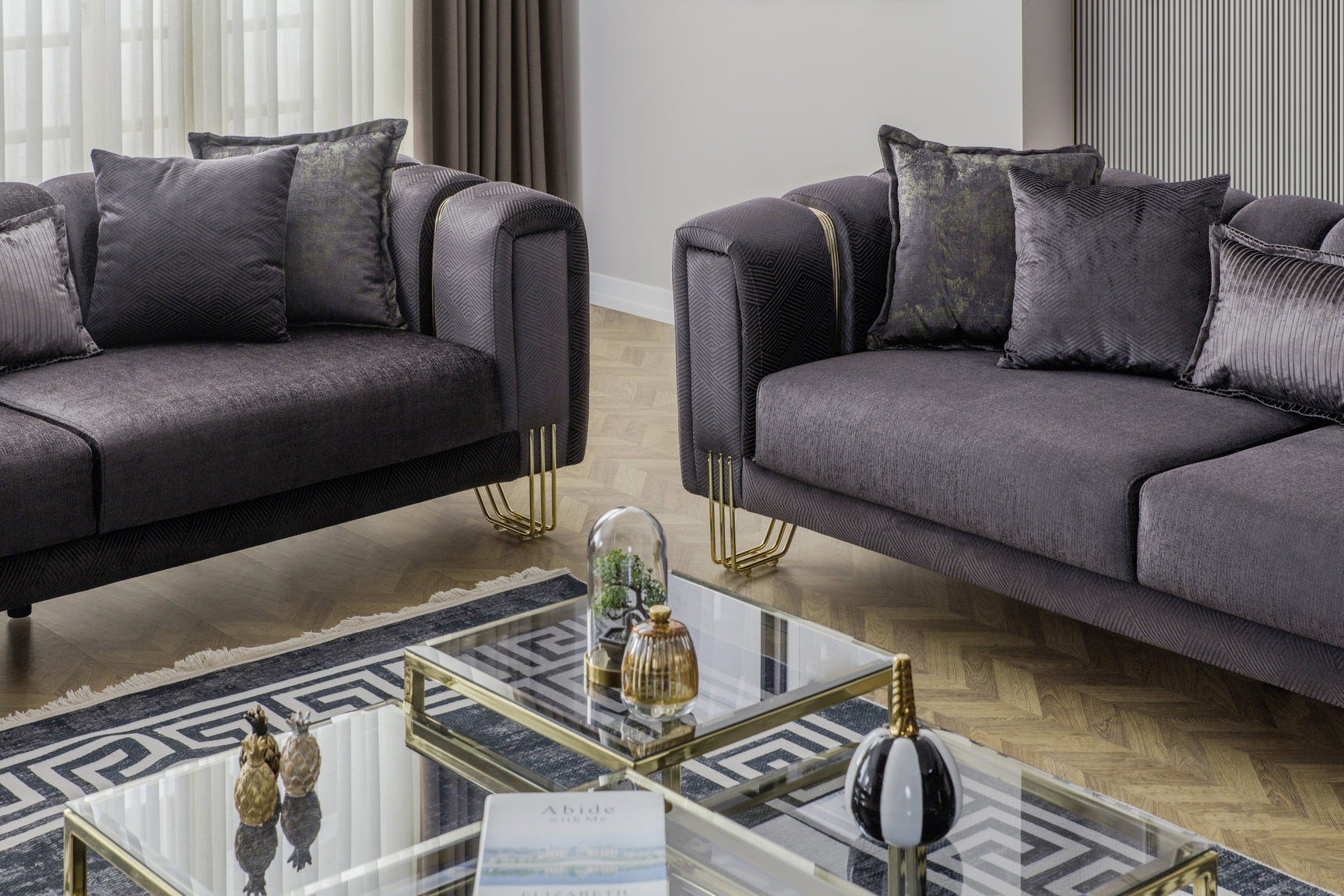 Diamond Anthracite Loveseat - Ornate Home