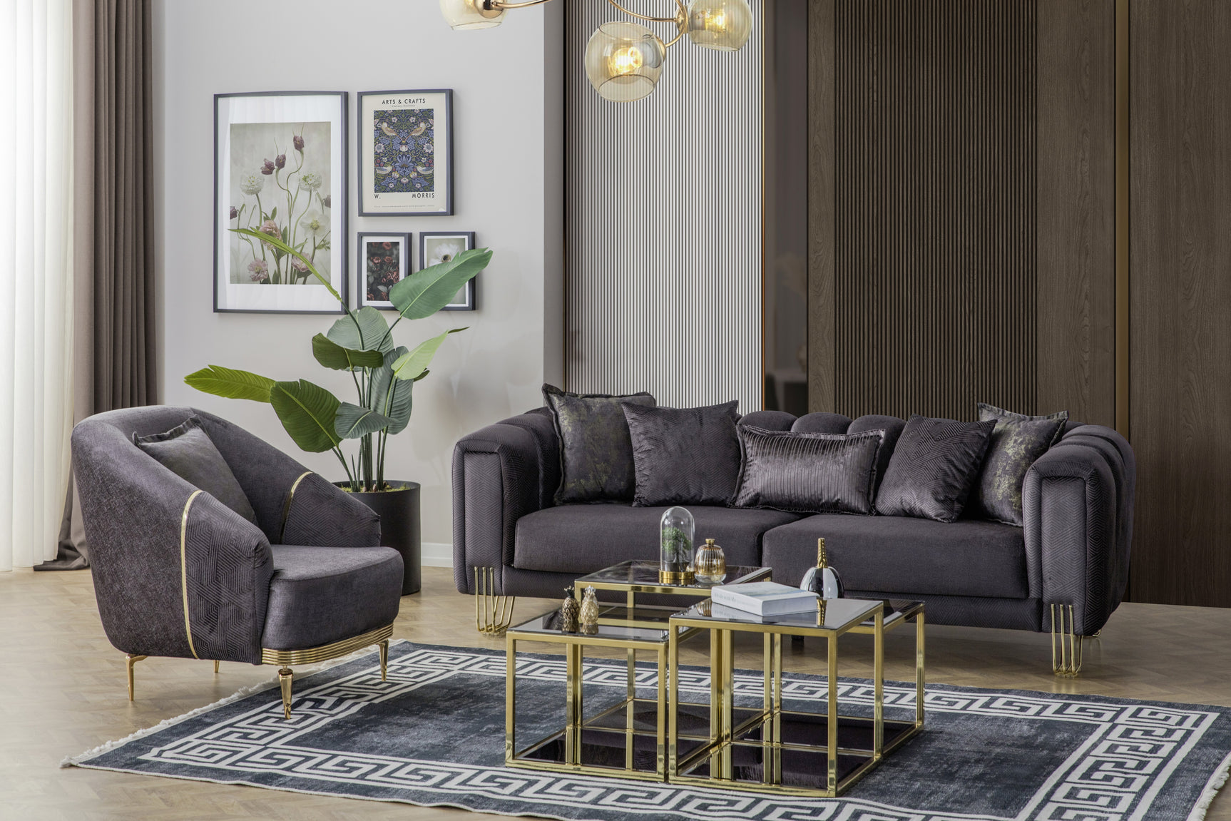 Diamond Anthracite Loveseat - Ornate Home