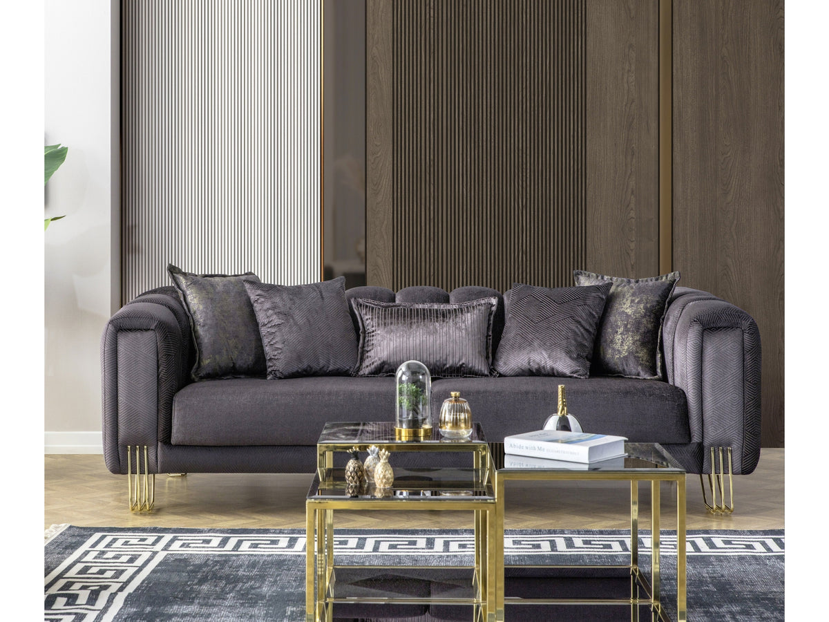Diamond Anthracite 2-Piece Living Room Set - Ornate Home