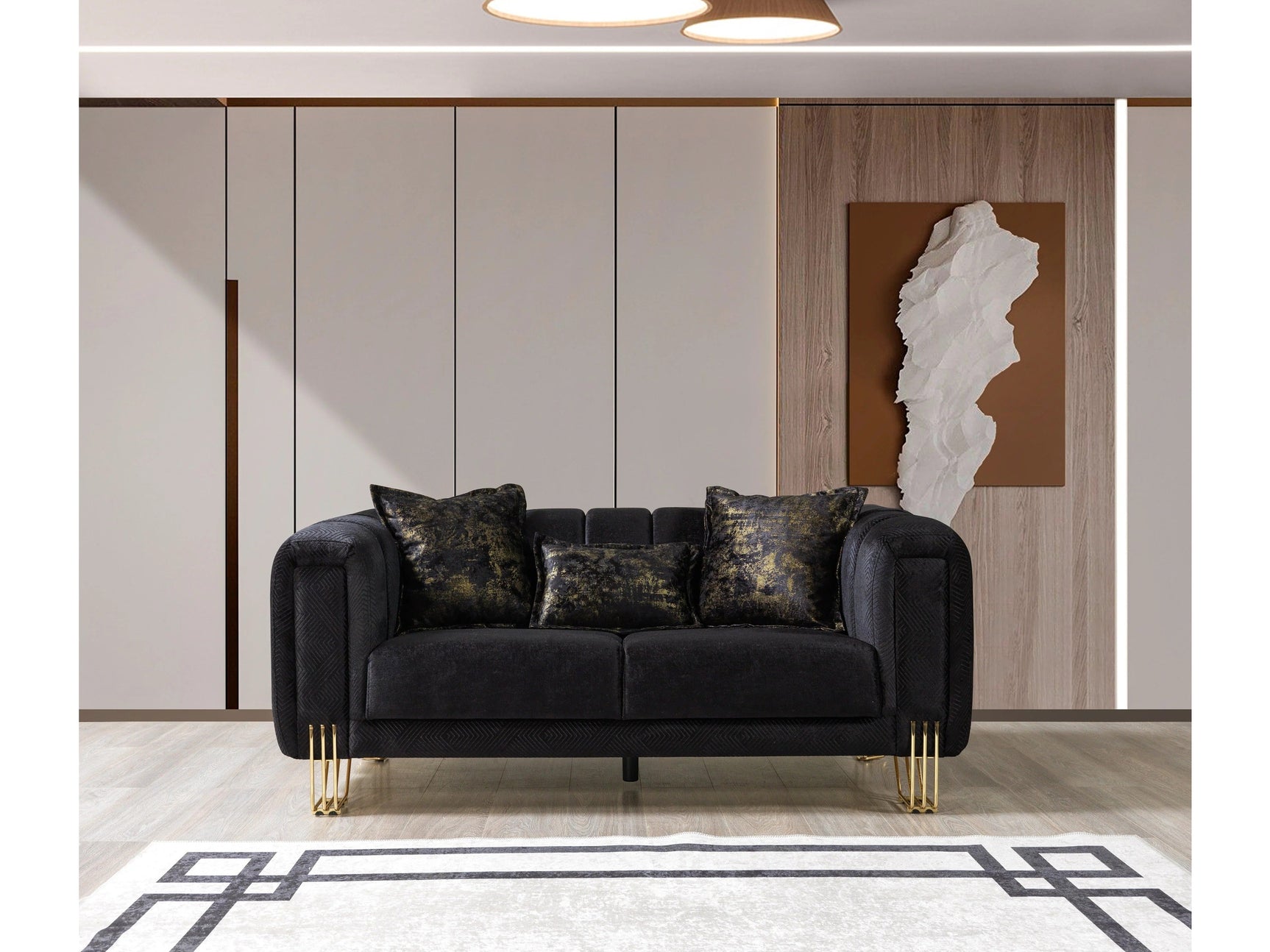 Diamond Black 2-Piece Living Room Set - Ornate Home