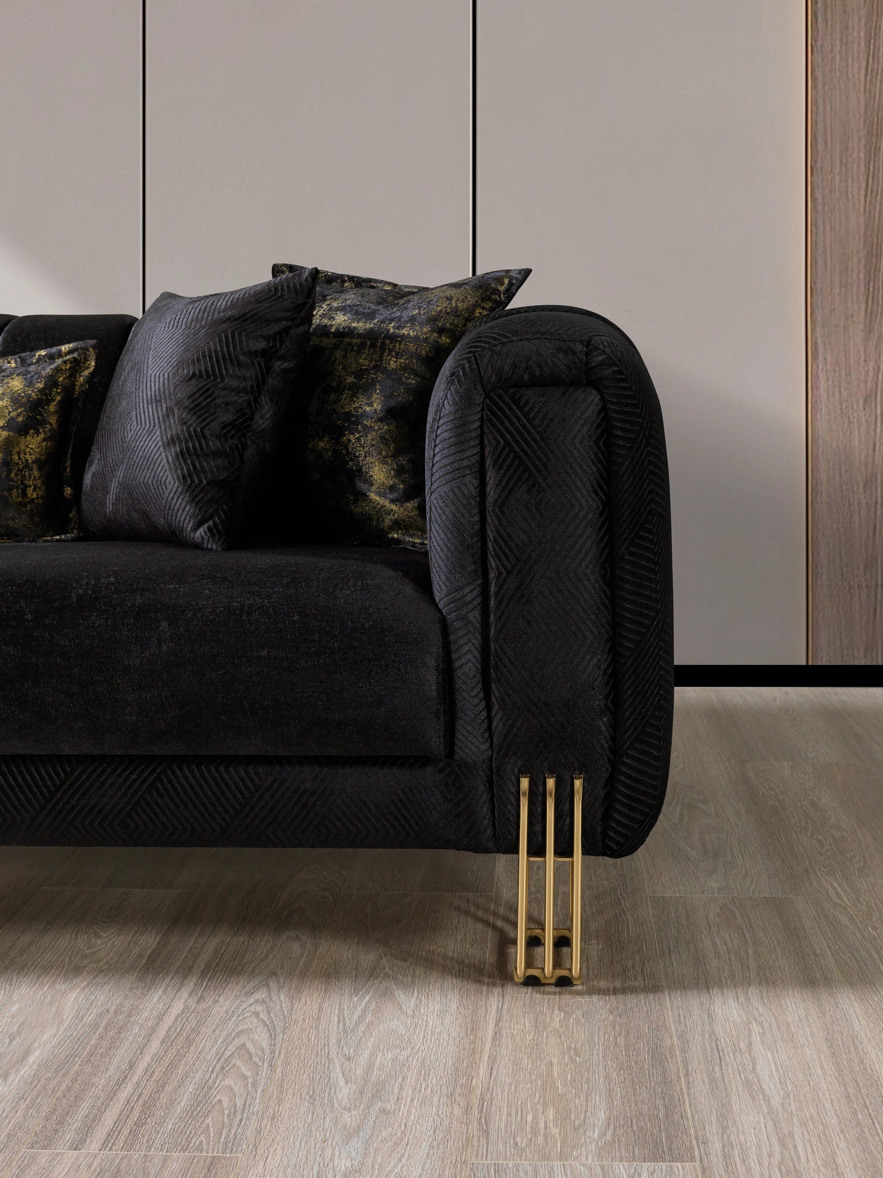 Diamond Black 3-Piece Living Room Set - Ornate Home