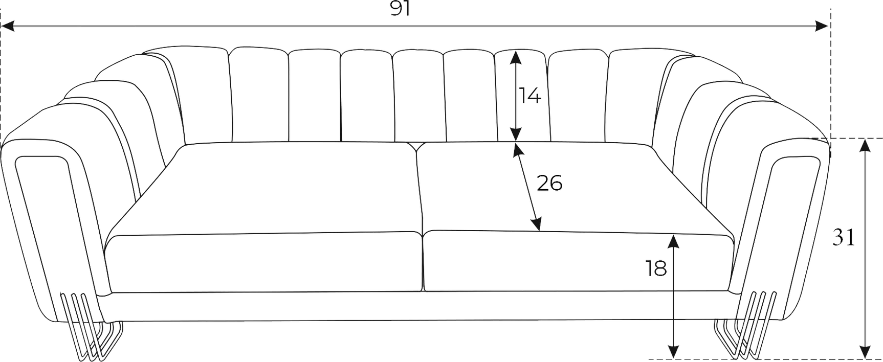 Diamond Black 3-Piece Living Room Set - Ornate Home