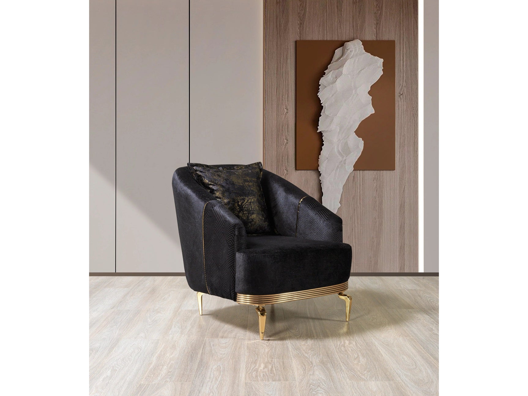 Diamond Black 3-Piece Living Room Set - Ornate Home