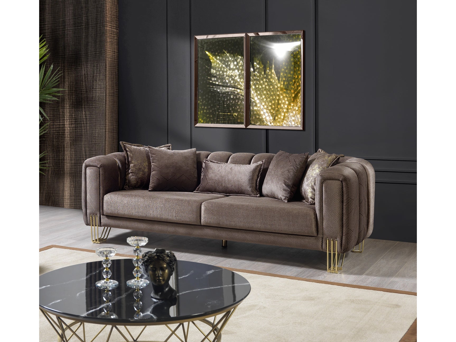 Diamond Brown 3-Piece Living Room Set - Ornate Home