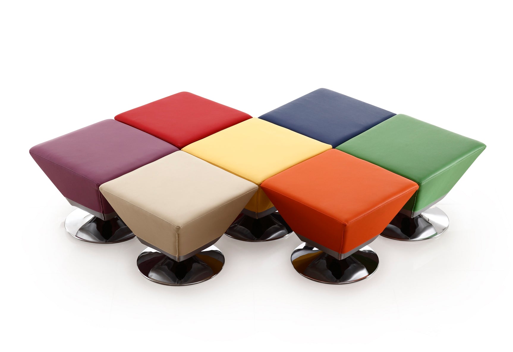 Diamond Swivel Ottoman in Multi Colors (Set of 7) - Ornate Home