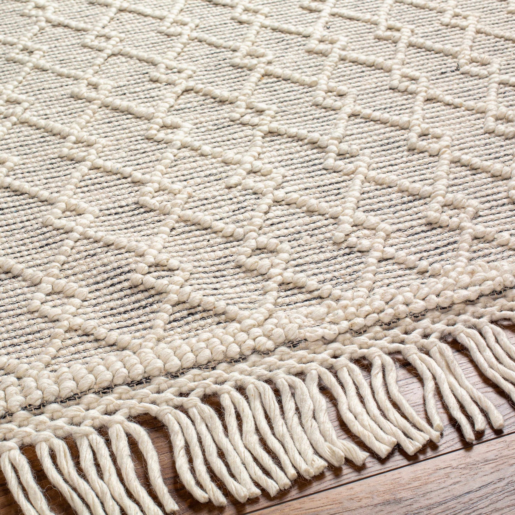 Diata Wool Rug with Tassels - Clearance - Ornate Home