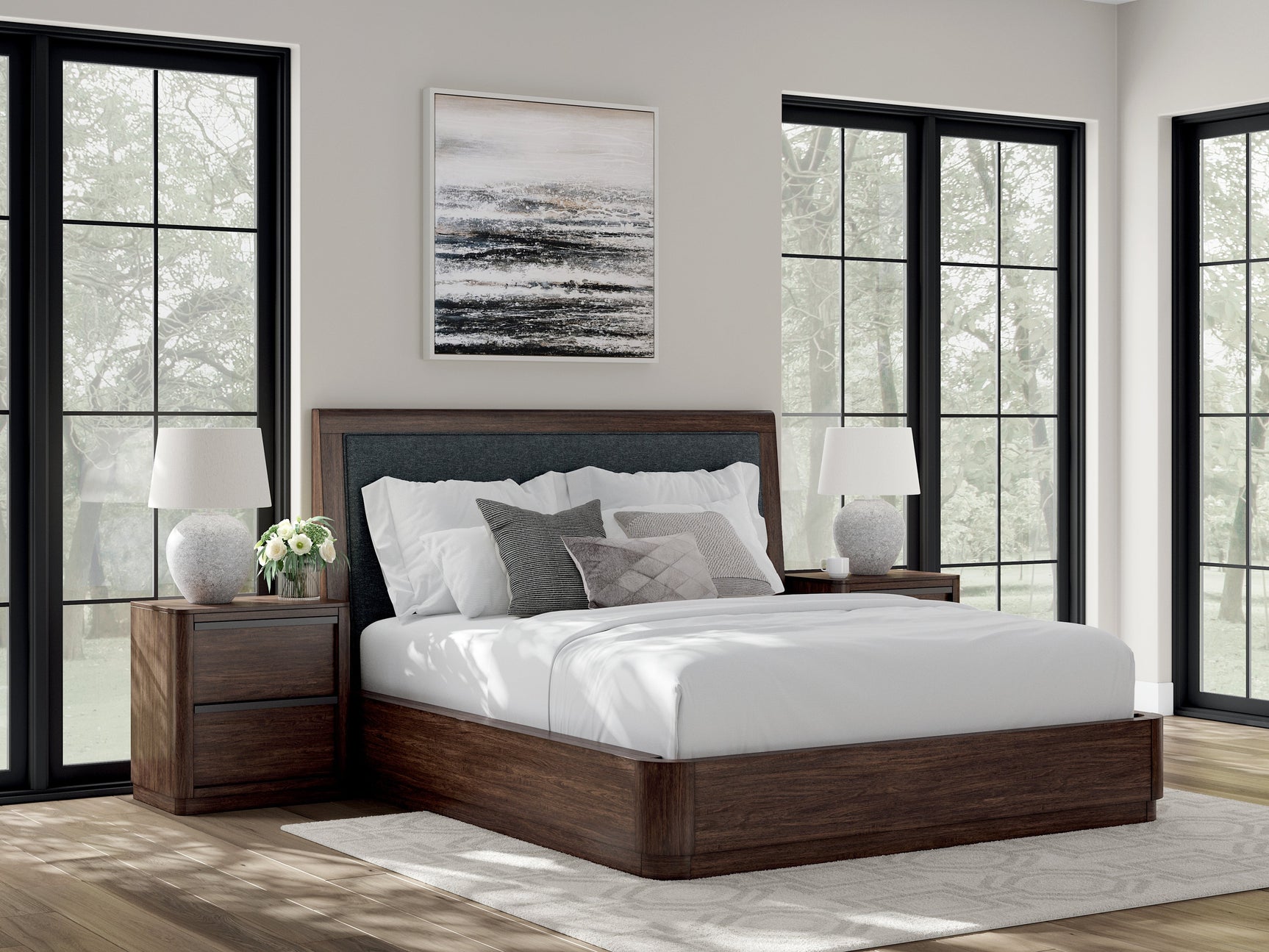 Dilenno Dark Brown California King Upholstered Panel Bed (Online Special Price) - Ornate Home