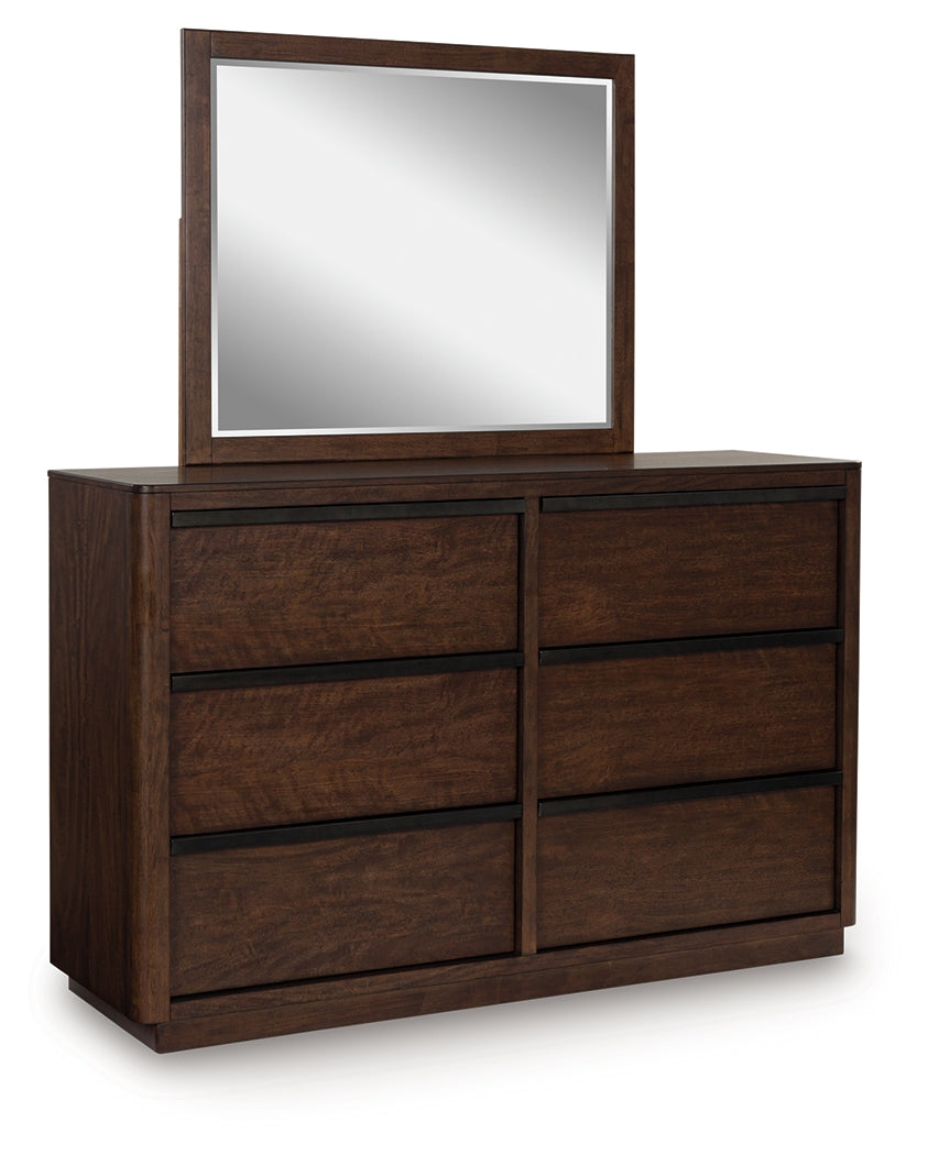 Dilenno Dark Brown Queen Canopy Bed, Dresser and Mirror (Online Special Price) - Ornate Home