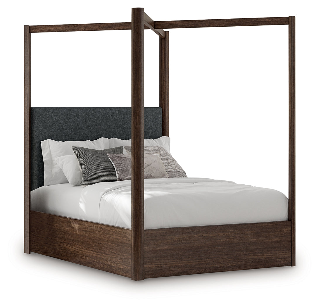 Dilenno Dark Brown Queen Canopy Bed, Dresser and Mirror (Online Special Price) - Ornate Home