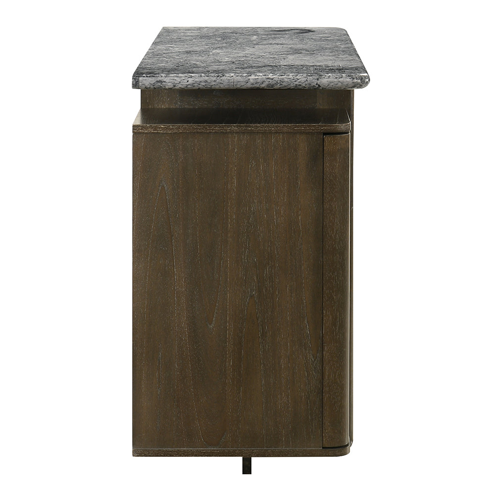 Dillon Natural Marble Top/Walnut Server - Ornate Home