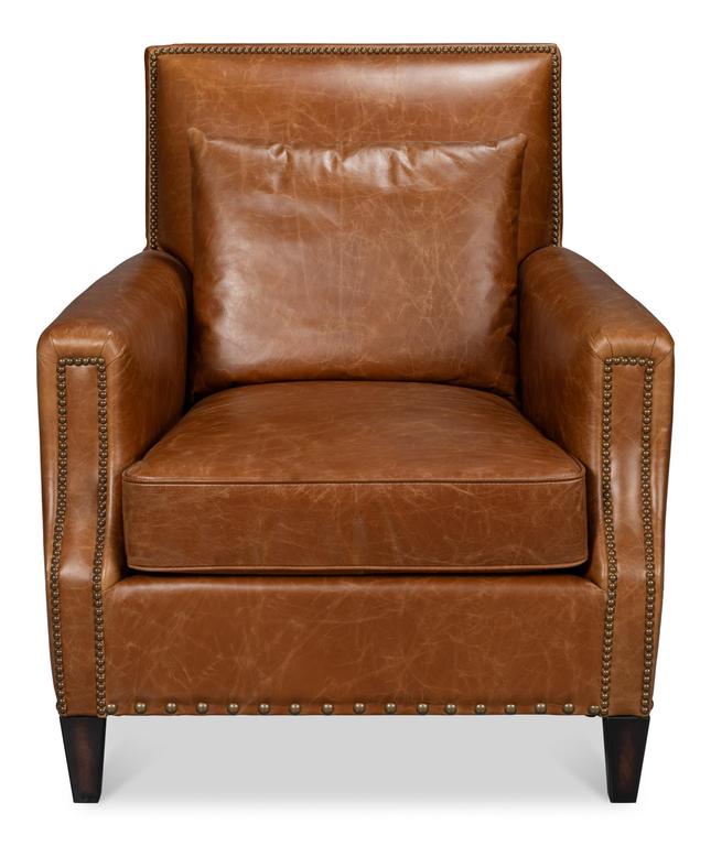 Dimity Brown Distilled Leather Chair - Ornate Home
