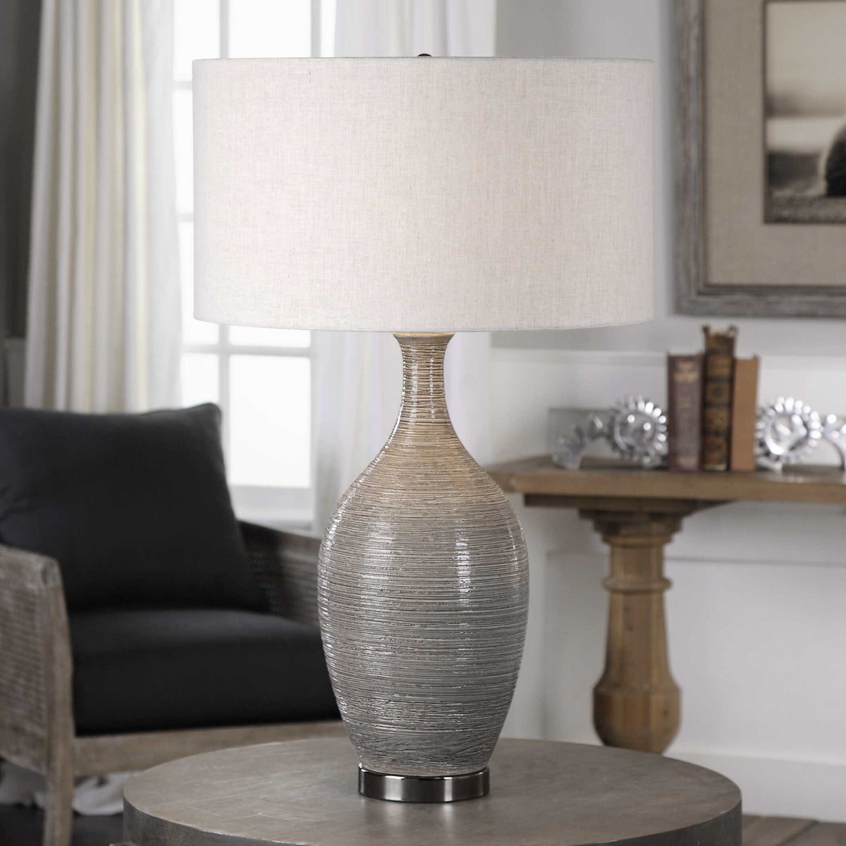 Dinah Gray Textured Table Lamp - Ornate Home