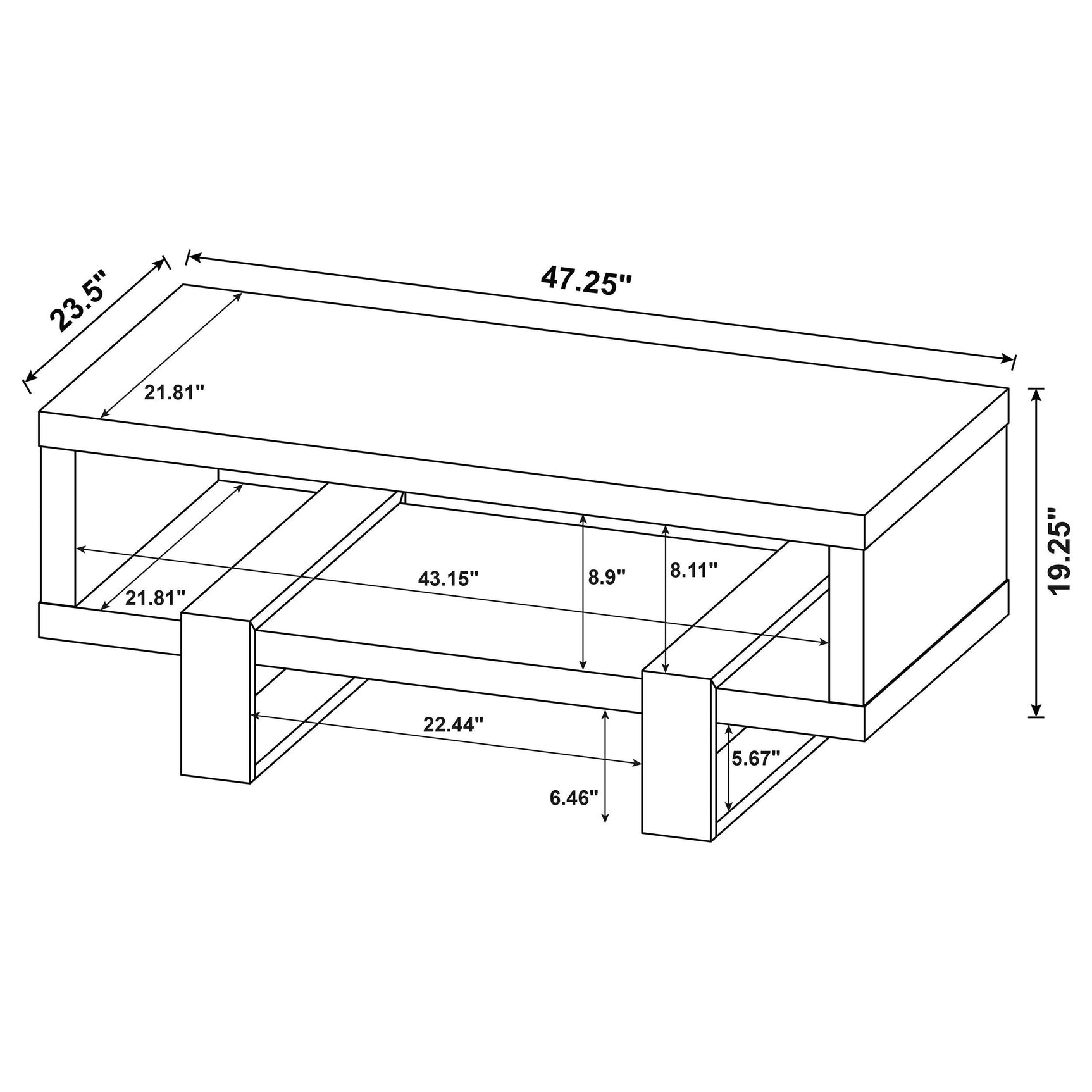 Dinard Mango Engineered Wood Cocktail Coffee Table - Ornate Home