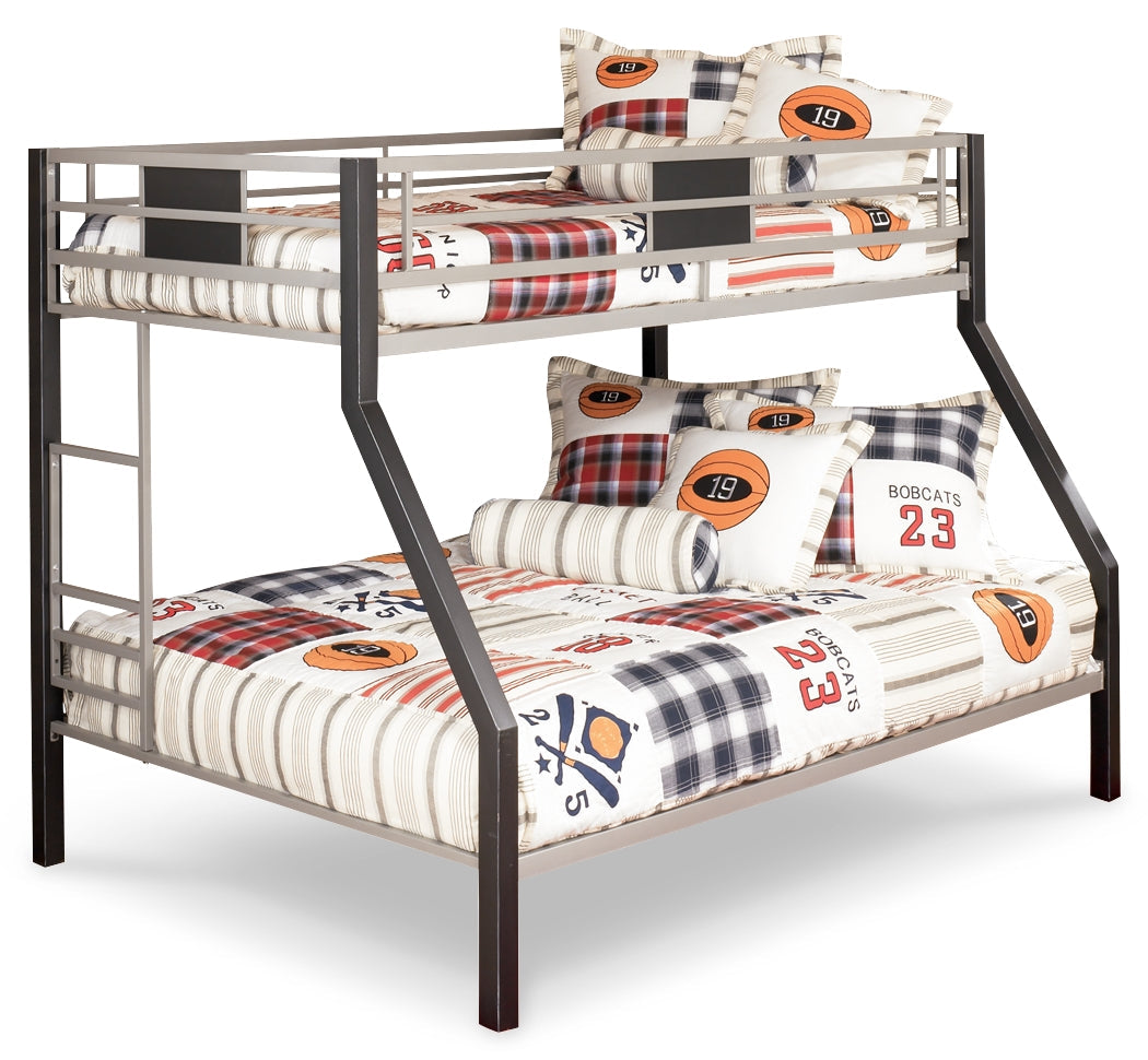 Dinsmore Black/Gray Twin over Full Bunk Bed w/Mattresses (Online Special Price) - Ornate Home