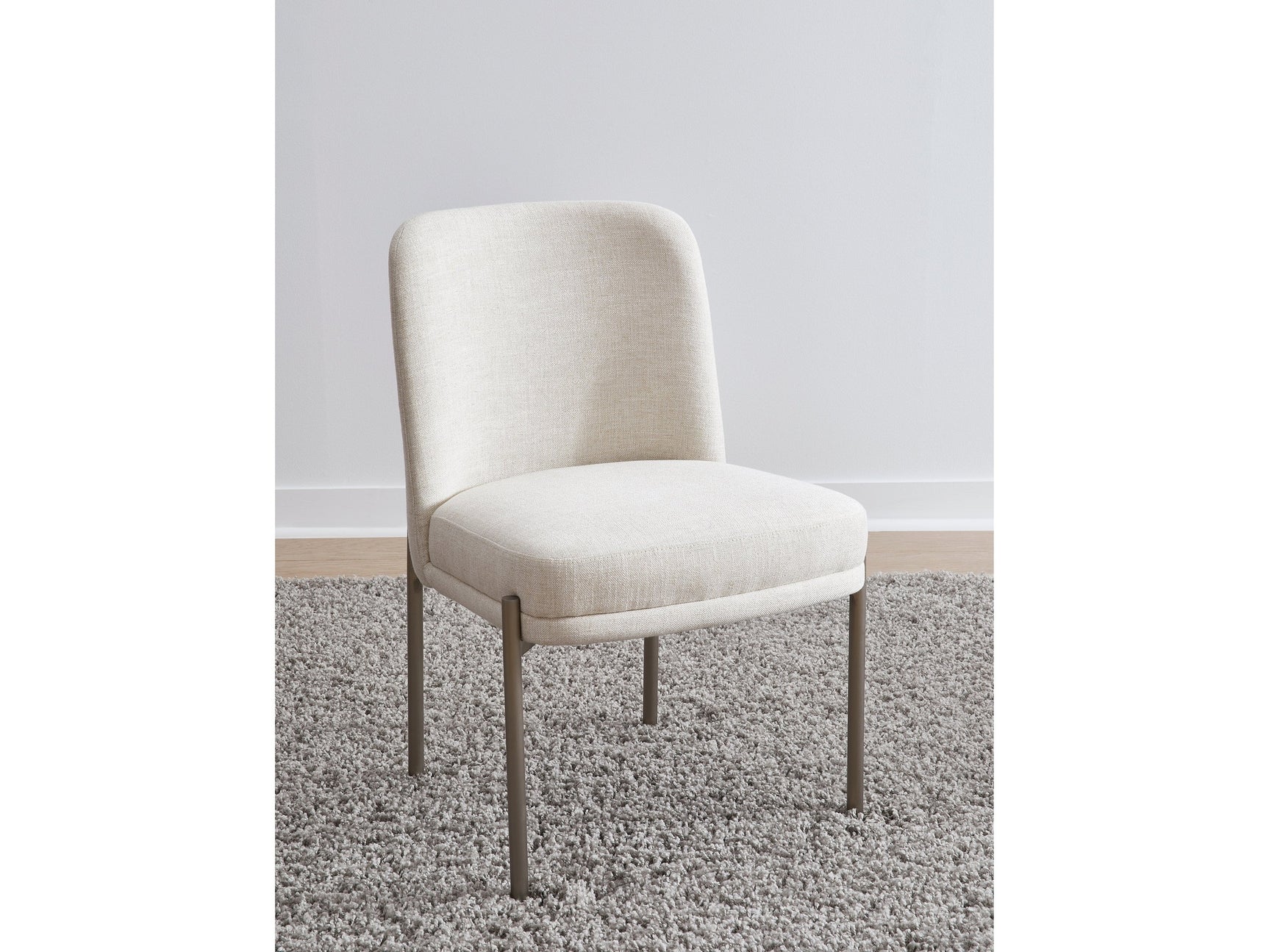 Dion Upholstered Dining Chair in Natural Light Linen and Brushed Nickel Metal (Set of 2) - Ornate Home