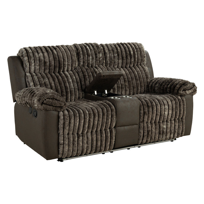 Dionysus Brown Manual Reclining Sofa w/ USB & LED - Ornate Home