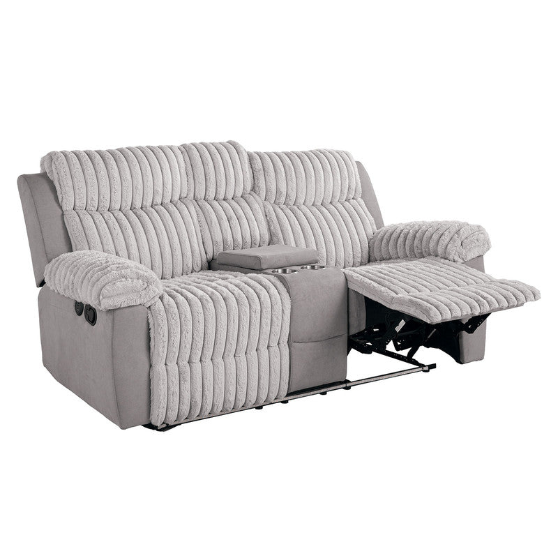 Dionysus Gray Manual Reclining Sofa w/ USB & LED - Ornate Home