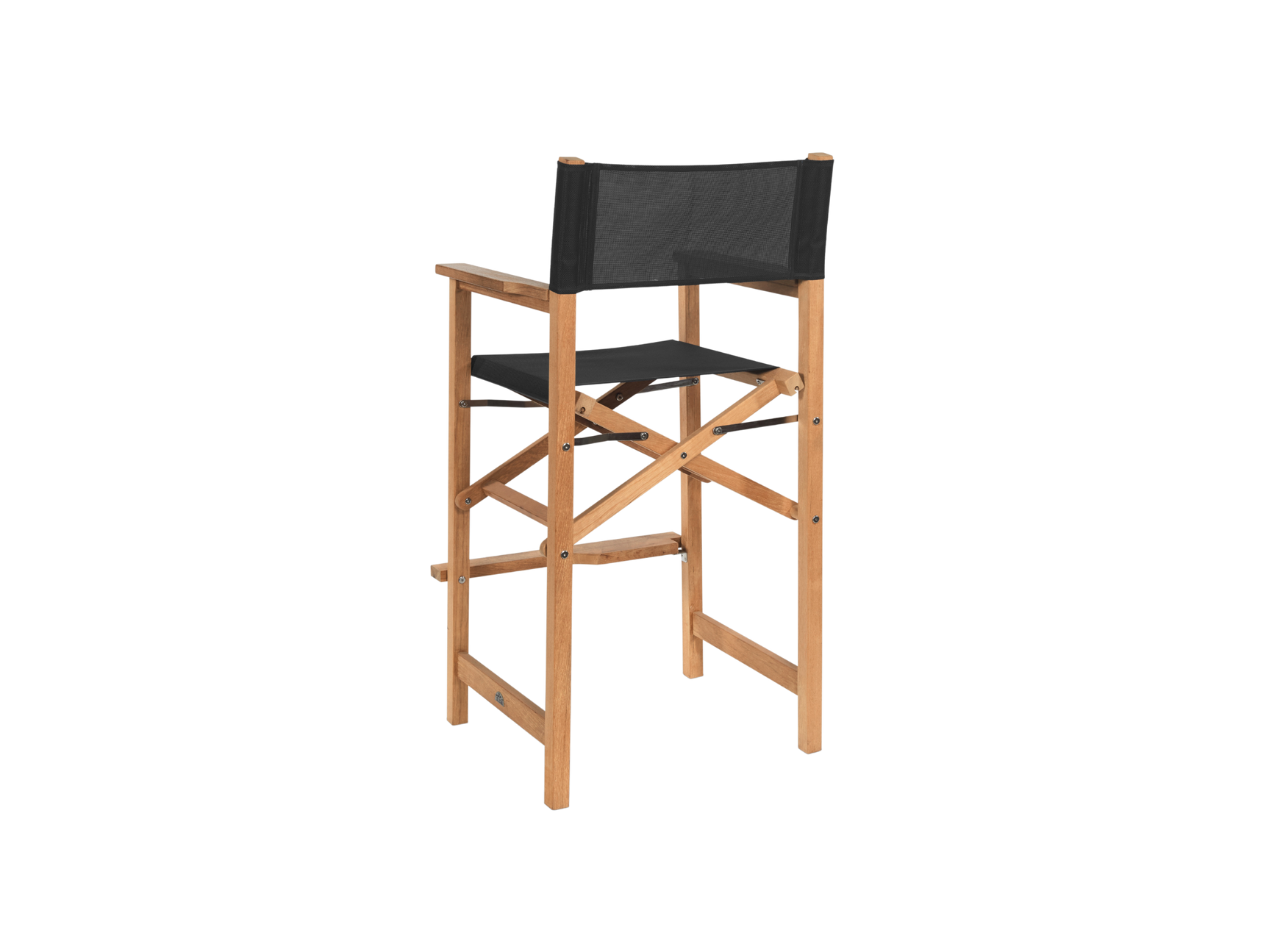 Director 3-Piece Square Teak Black Outdoor Bar Height Dining Set with Folding Armchairs - Ornate Home