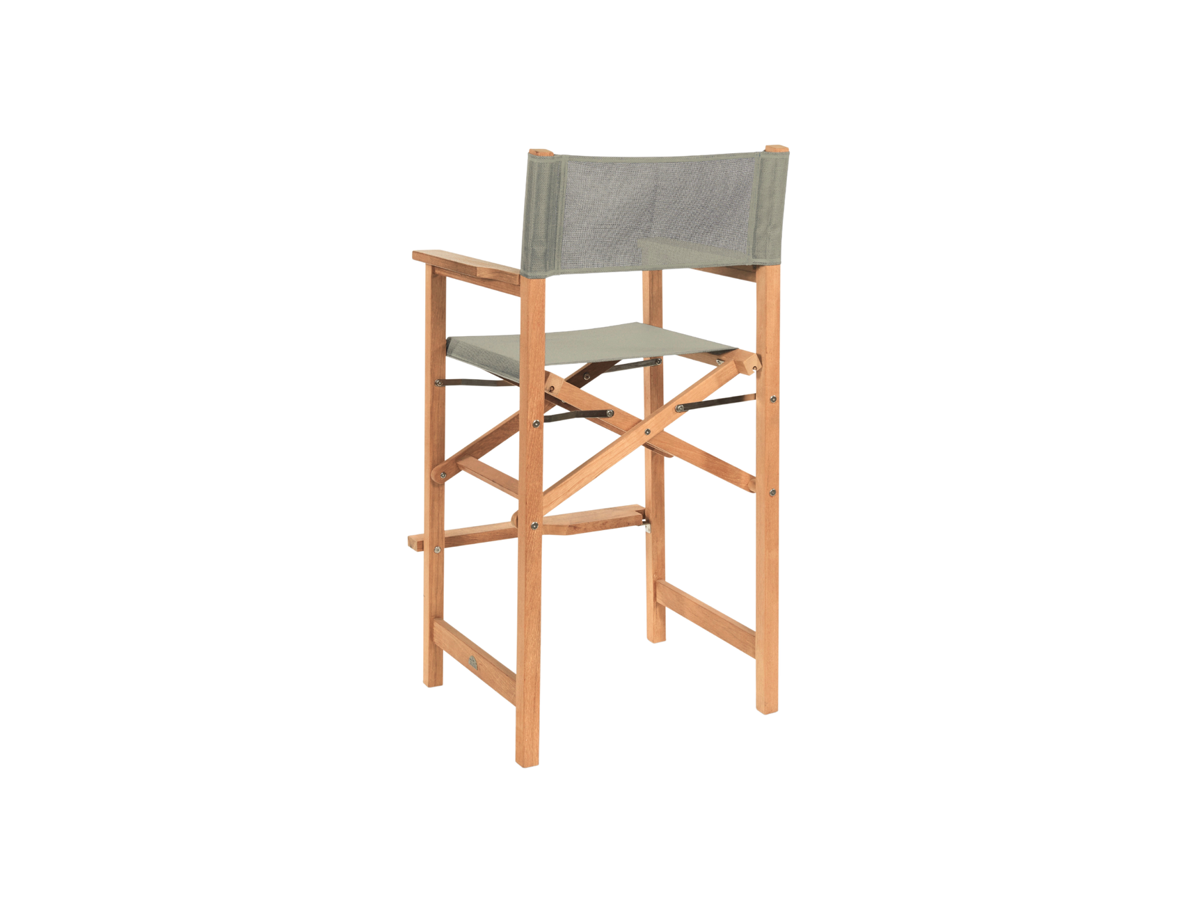 Director 3-Piece Square Teak Taupe Outdoor Bar Height Dining Set with Folding Armchairs - Ornate Home