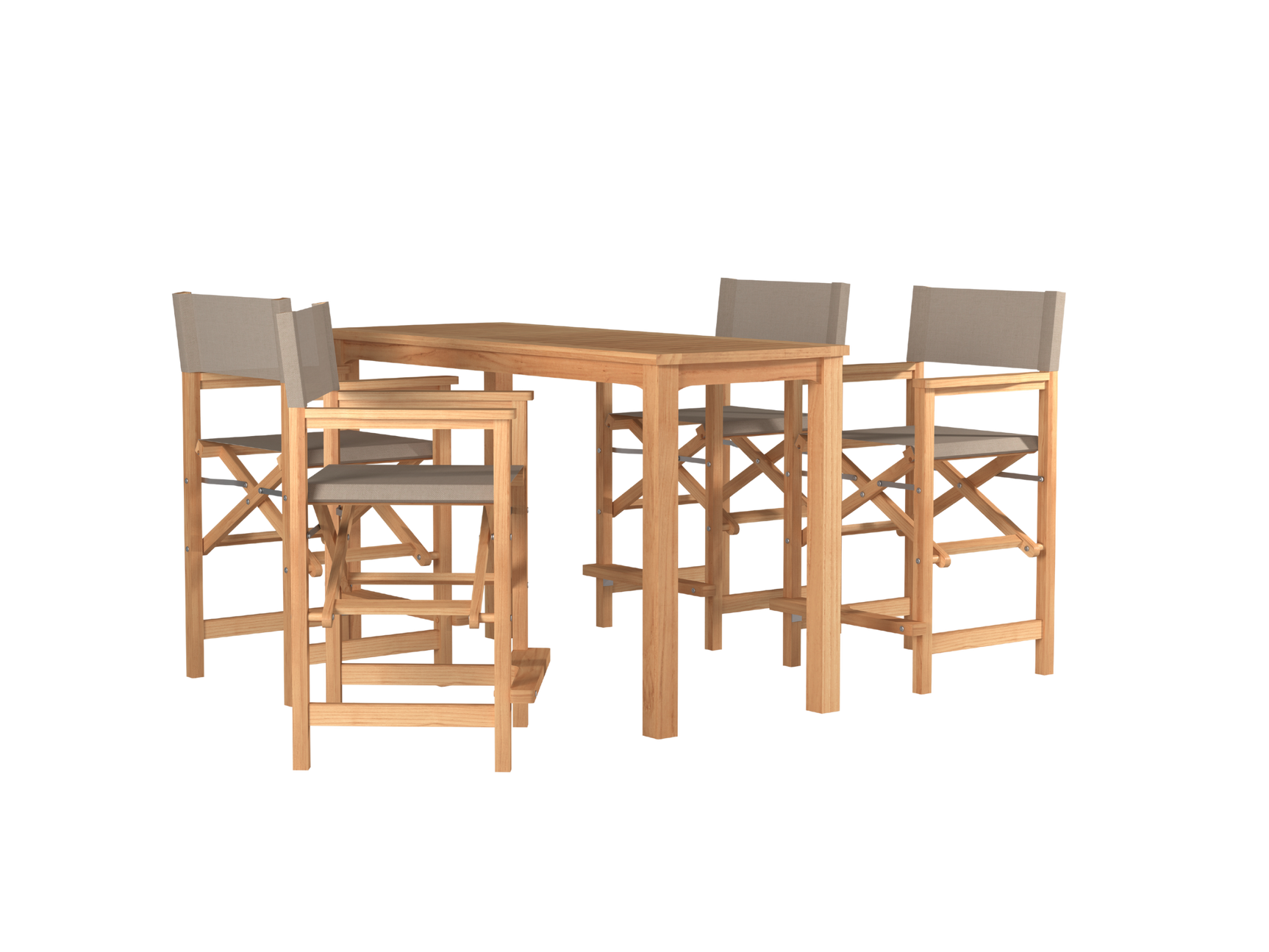 Director 5-Piece Rectangular Teak Taupe Outdoor Counter Height Dining Set with Folding Armchairs - Ornate Home