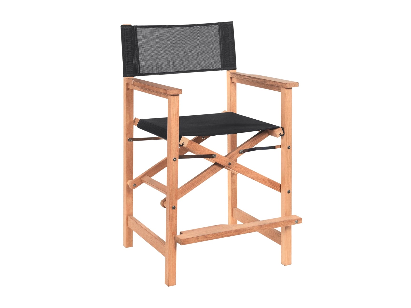 Director Teak Black Outdoor Counter Height Dining Armchair - Ornate Home